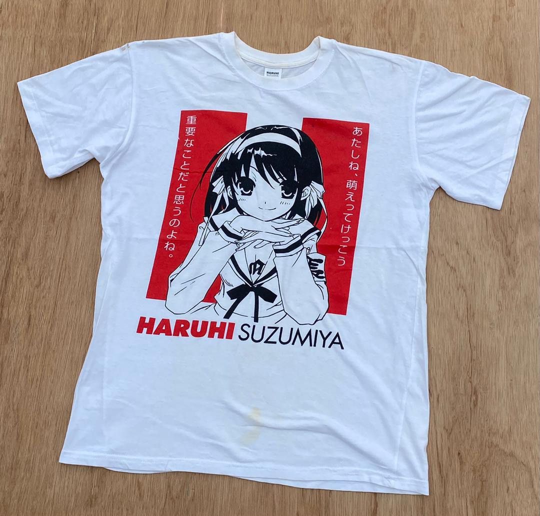 image of Anima x Vintage Tee Japan Anime Harumi Suzumiya A33 in White, Men's (Size Medium)