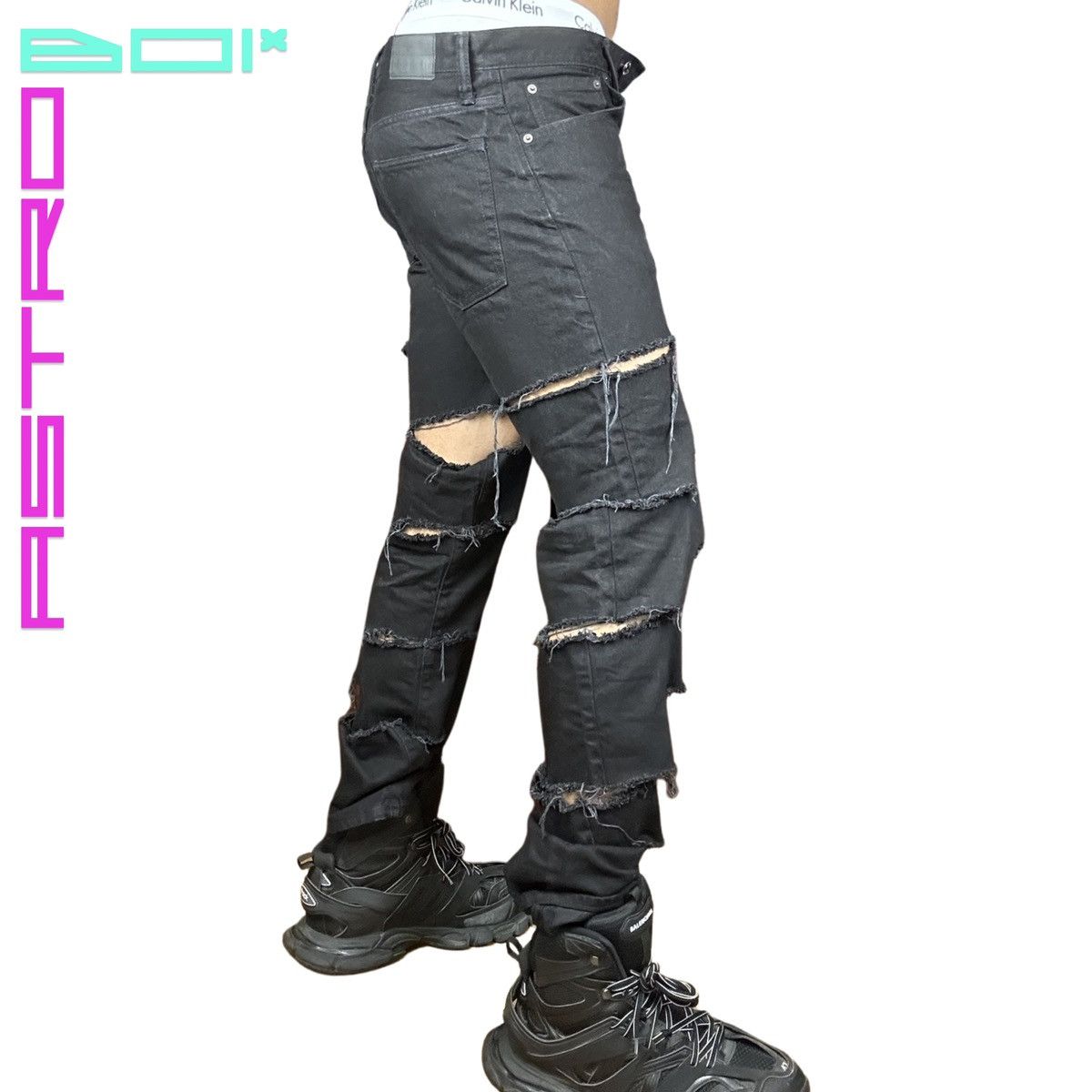 Gap ASTROBOI* Levis Black Ripped Punk Jeans - 30" Size US 30 / EU 46 - 4 Thumbnail