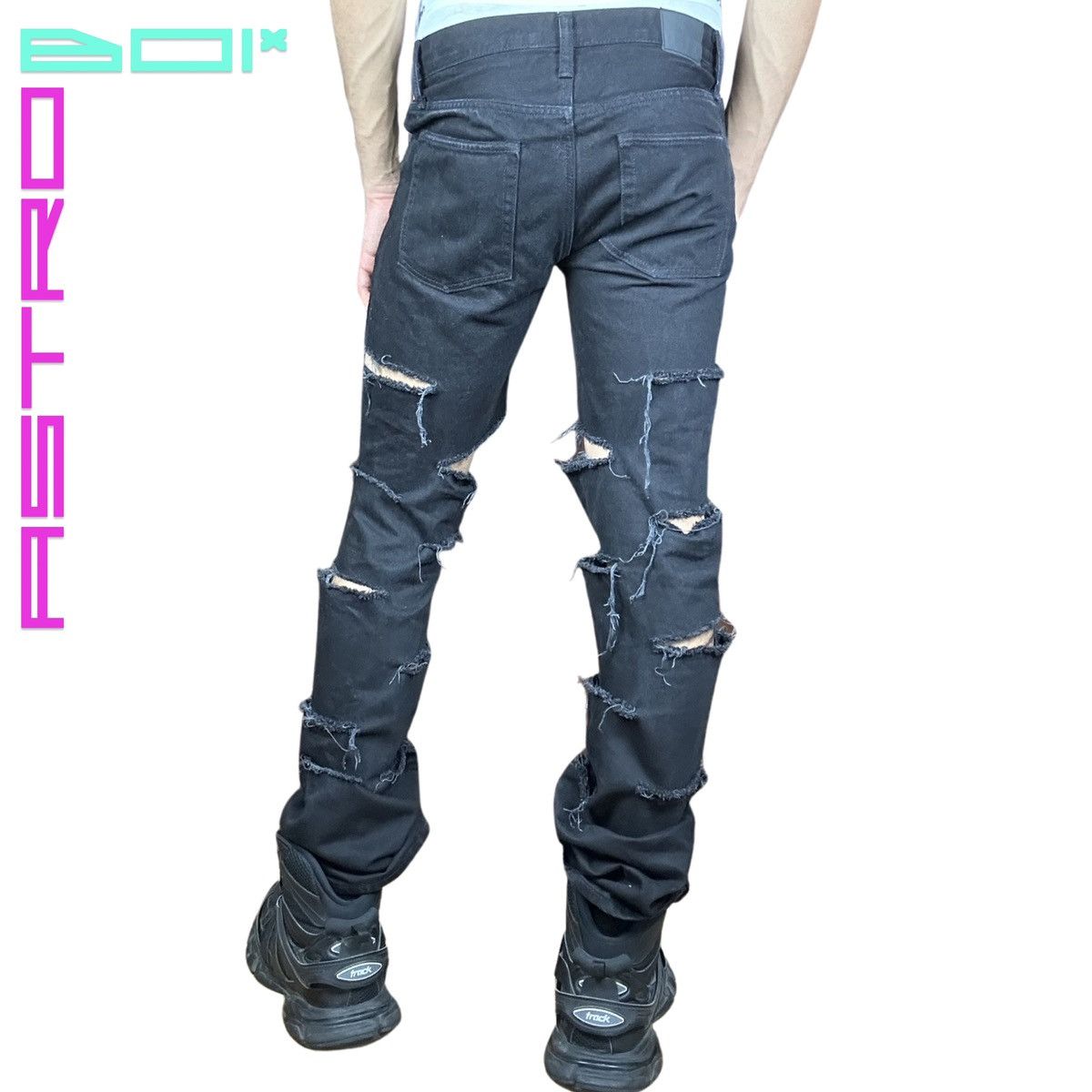 Gap ASTROBOI* Levis Black Ripped Punk Jeans - 30" Size US 30 / EU 46 - 5 Thumbnail