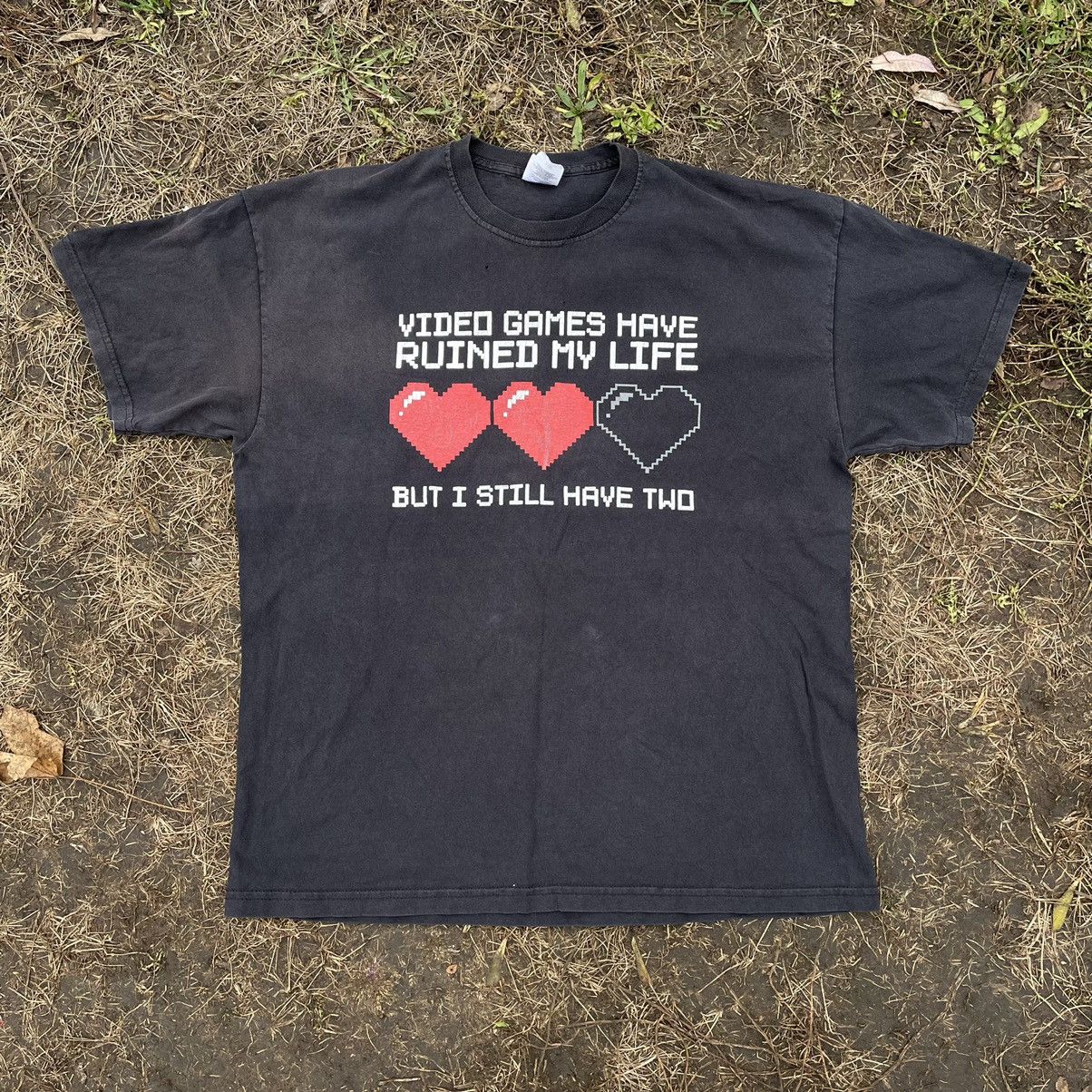 Vintage Vintage Y2K Graphic Tee Games Ruined My Life Faded Black L Size US L / EU 52-54 / 3 - 3 Thumbnail