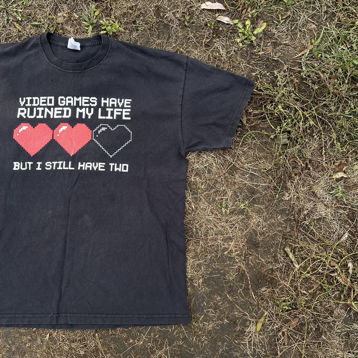 Vintage Vintage Y2K Graphic Tee Games Ruined My Life Faded Black L Size US L / EU 52-54 / 3 - 4 Thumbnail