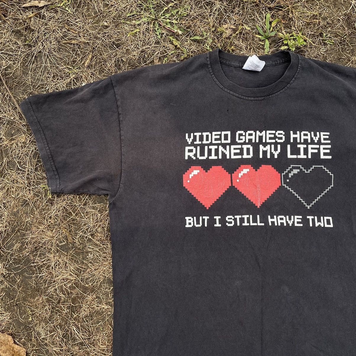 Vintage Vintage Y2K Graphic Tee Games Ruined My Life Faded Black L Size US L / EU 52-54 / 3 - 5 Thumbnail
