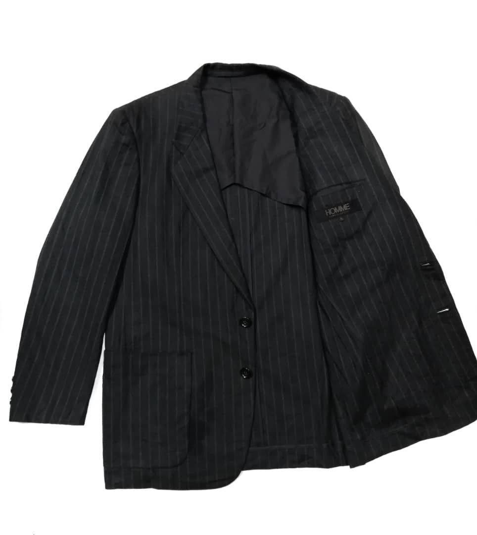Rei Kawakubo 80s CDG Homme Striped Wool Blazer Jacket | Grailed
