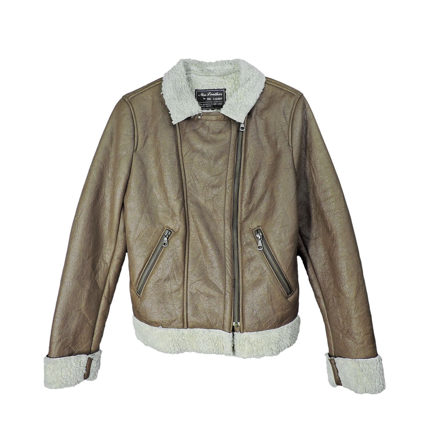 image of Uniqlo Leather Jacket in Brown, Women's (Size Small)