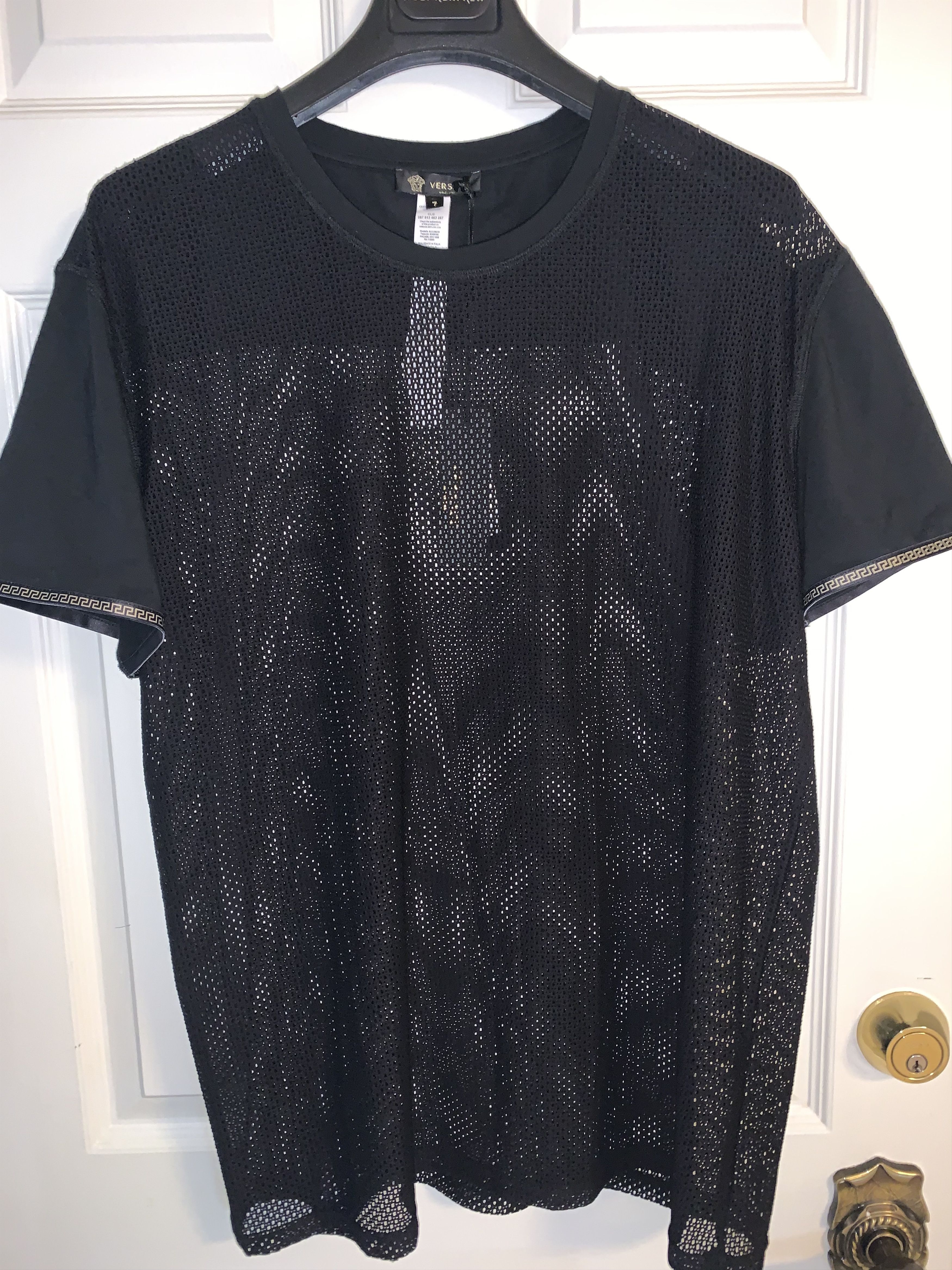 image of Authentic Versace Amazing Mesh Shirt Size 8 Approx XL in Black, Men's