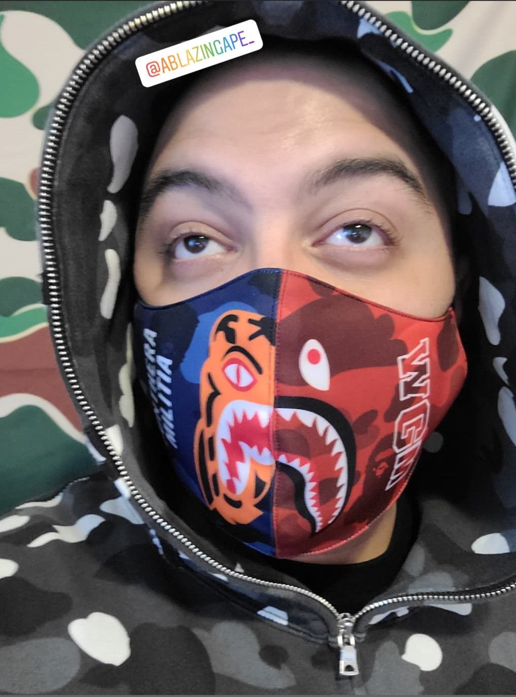 Bape SS21 Color Camo Tiger Shark Half Mask Size ONE SIZE - 6 Thumbnail