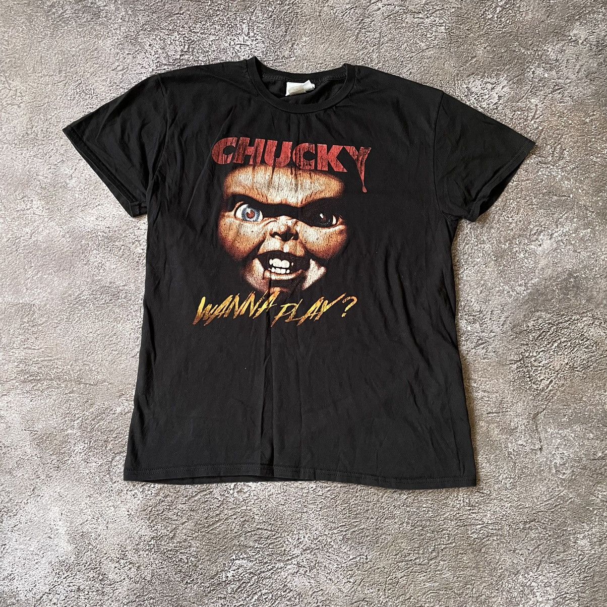 Vintage Vintage Y2K Chucky Horror Graphic Tee Faded Black Grunge M Size US M / EU 48-50 / 2 - 3 Thumbnail