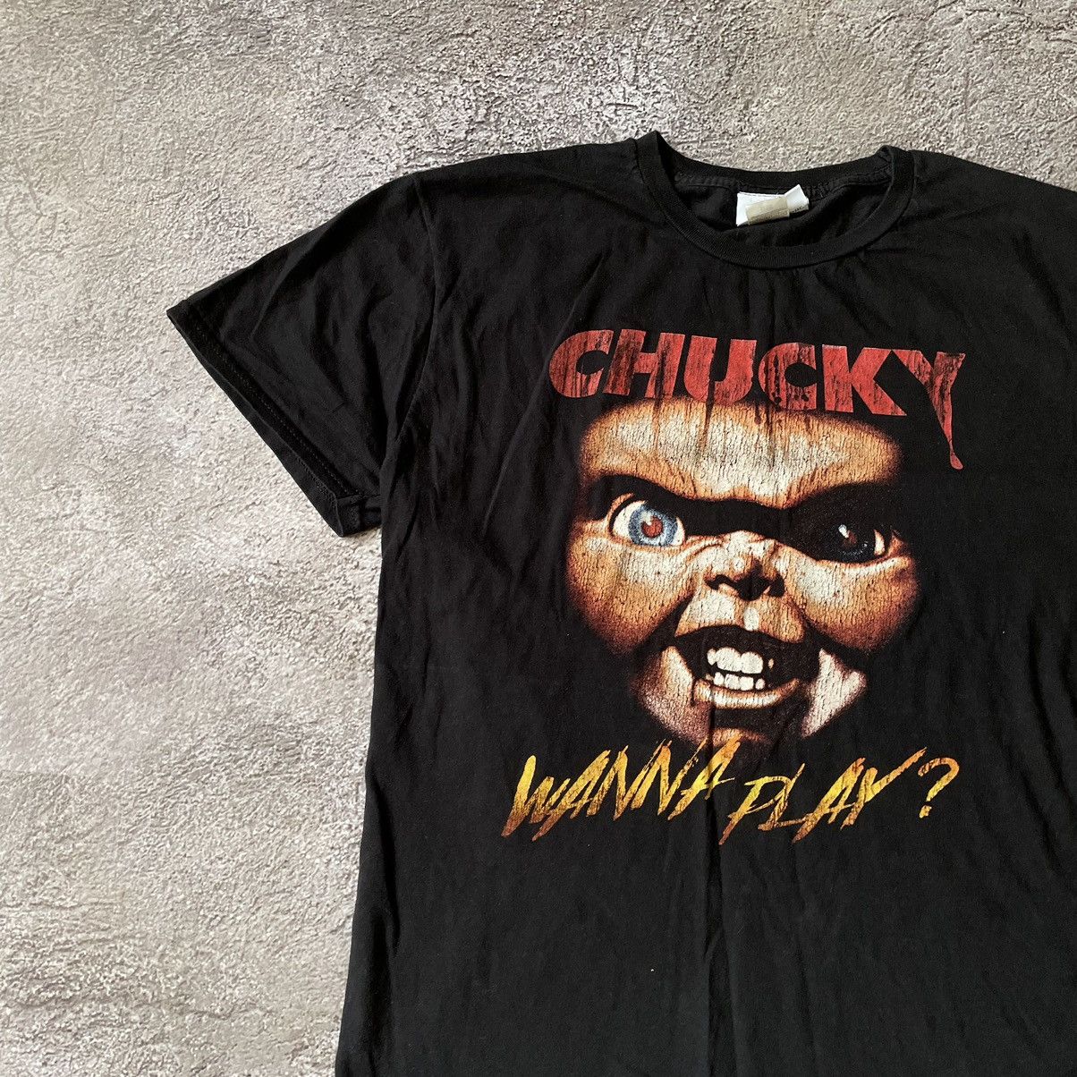 Vintage Vintage Y2K Chucky Horror Graphic Tee Faded Black Grunge M Size US M / EU 48-50 / 2 - 5 Thumbnail