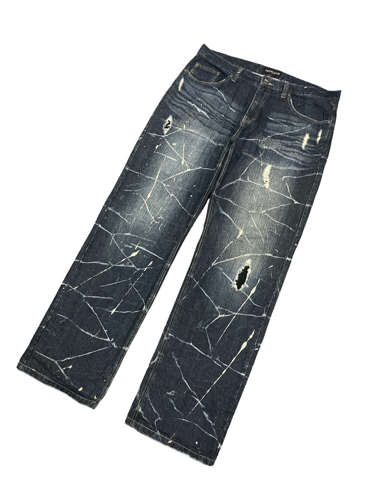 Other ANTFUL THRASHED RIPPED SPLATTER DENIM PANT Size US 38 / EU 54 - 5 Thumbnail