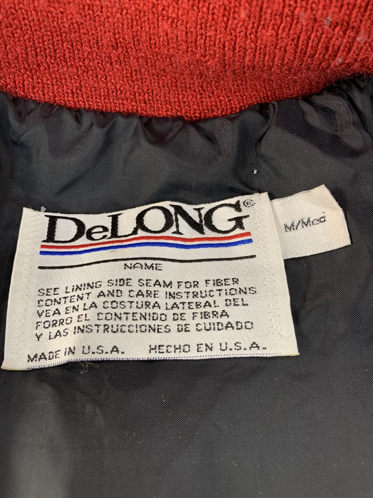 Delong Vintage 80s Rare Simple DeLong Varsity Jacket Leather Sleeve Size US M / EU 48-50 / 2 - 4 Thumbnail