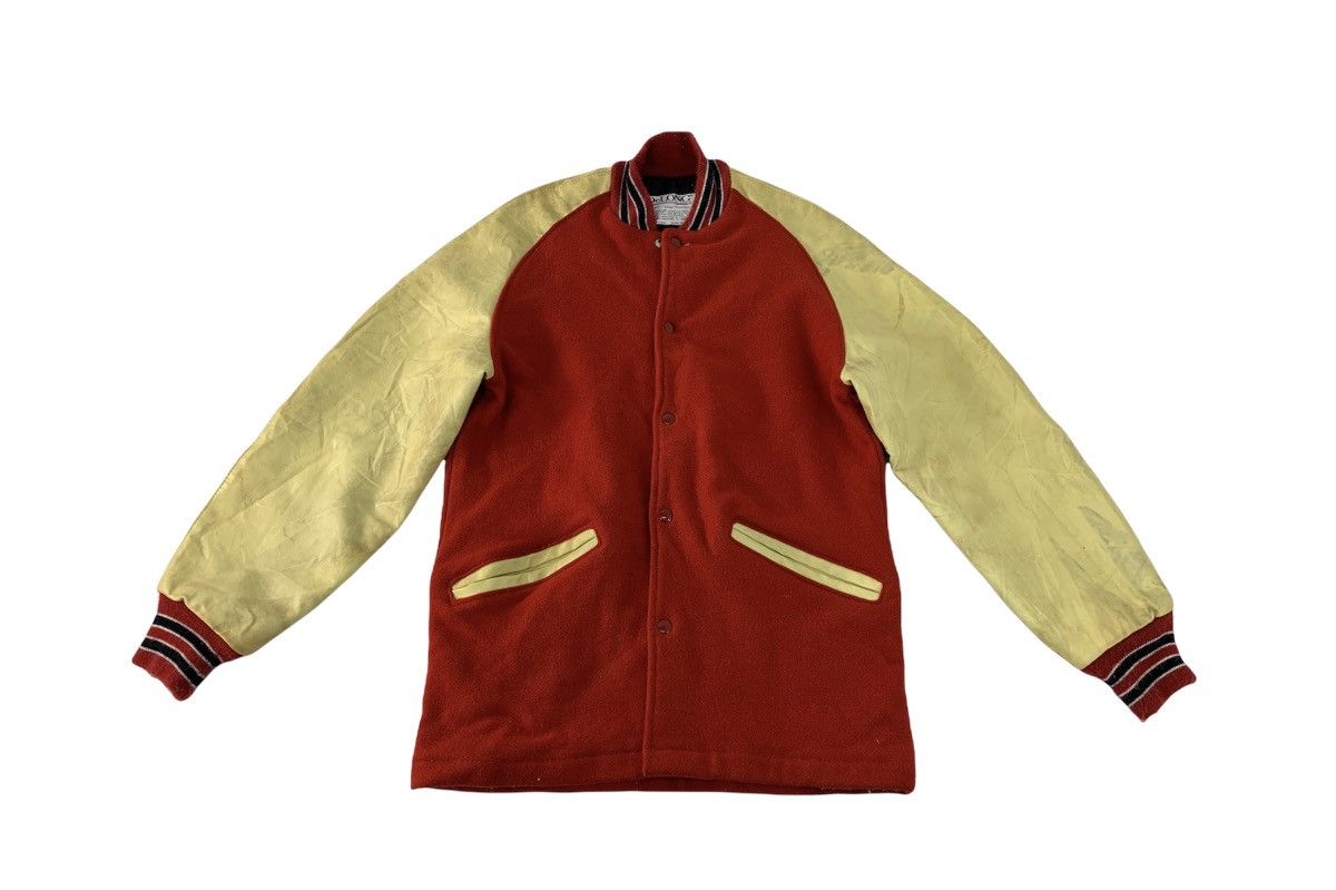 Delong Vintage 80s Rare Simple DeLong Varsity Jacket Leather Sleeve Size US M / EU 48-50 / 2 - 1 Thumbnail