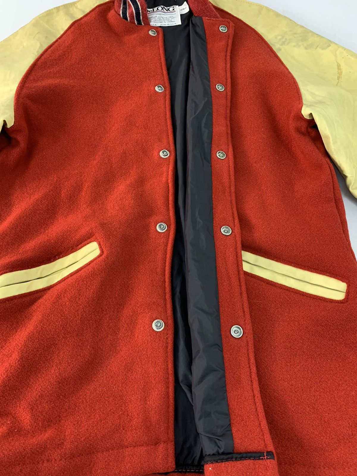 Delong Vintage 80s Rare Simple DeLong Varsity Jacket Leather Sleeve Size US M / EU 48-50 / 2 - 2 Thumbnail