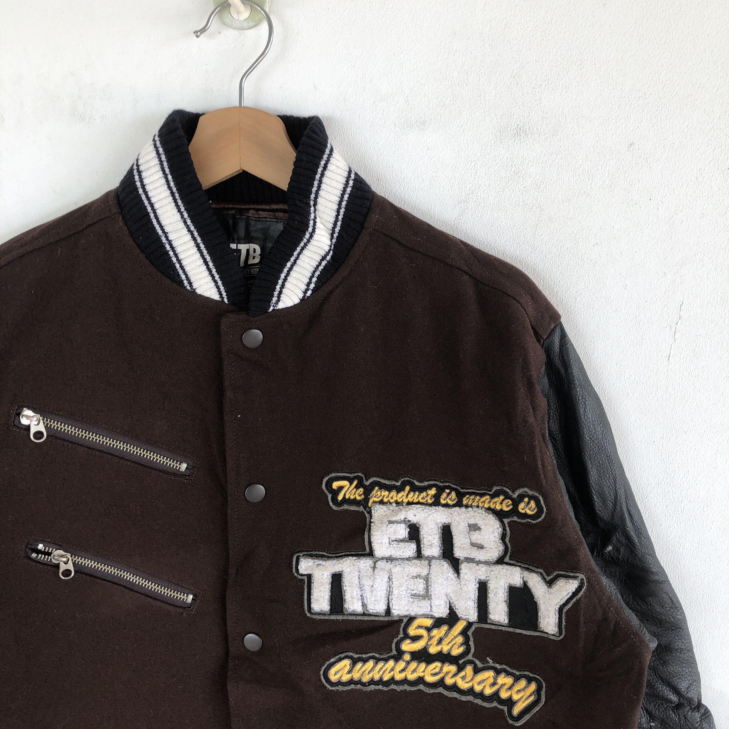 Japanese Brand × Vintage ETB Varsity Jackets Japanese Letterman Leather Wool Jacket Size US M / EU 48-50 / 2 - 5 Thumbnail