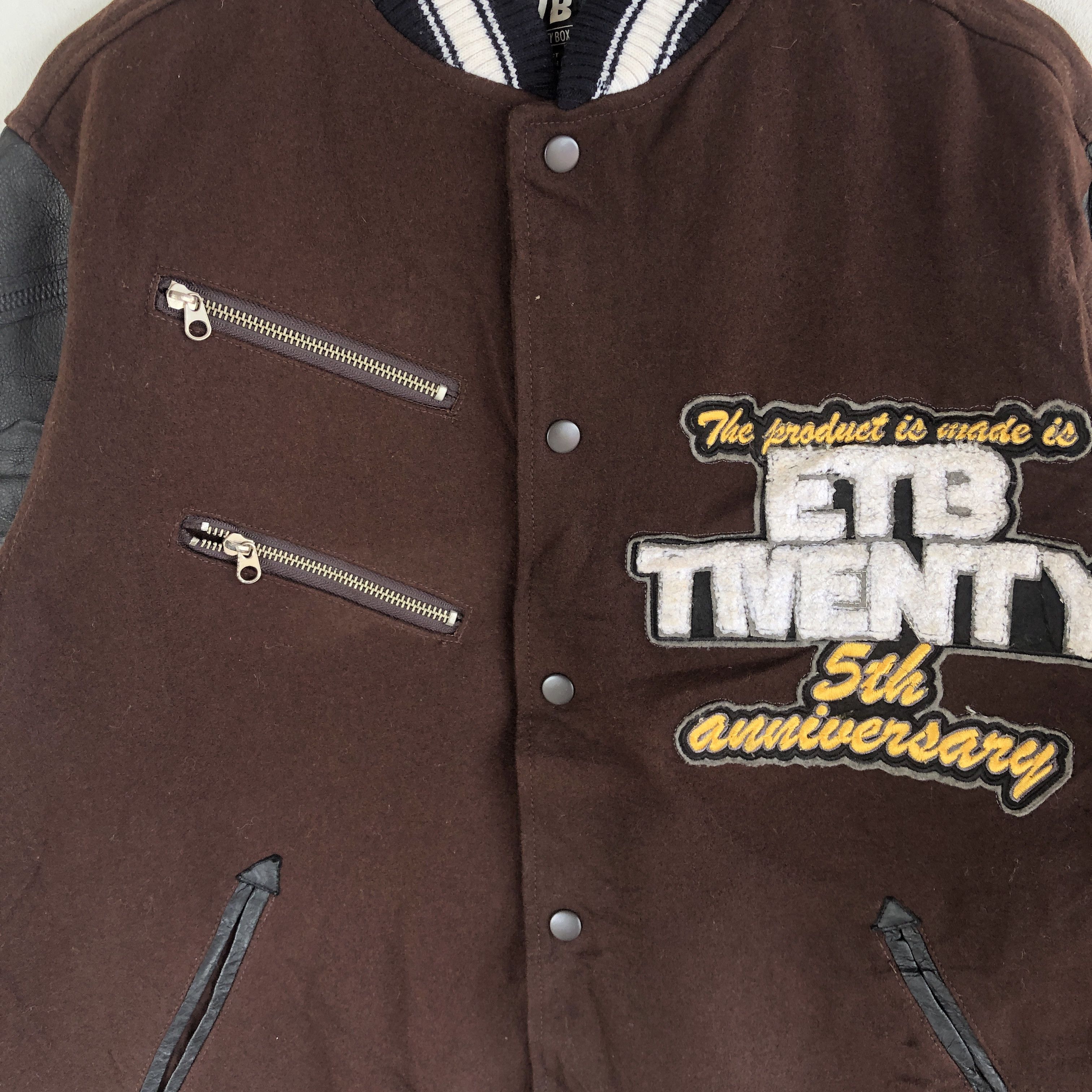 Japanese Brand × Vintage ETB Varsity Jackets Japanese Letterman Leather Wool Jacket Size US M / EU 48-50 / 2 - 7 Thumbnail