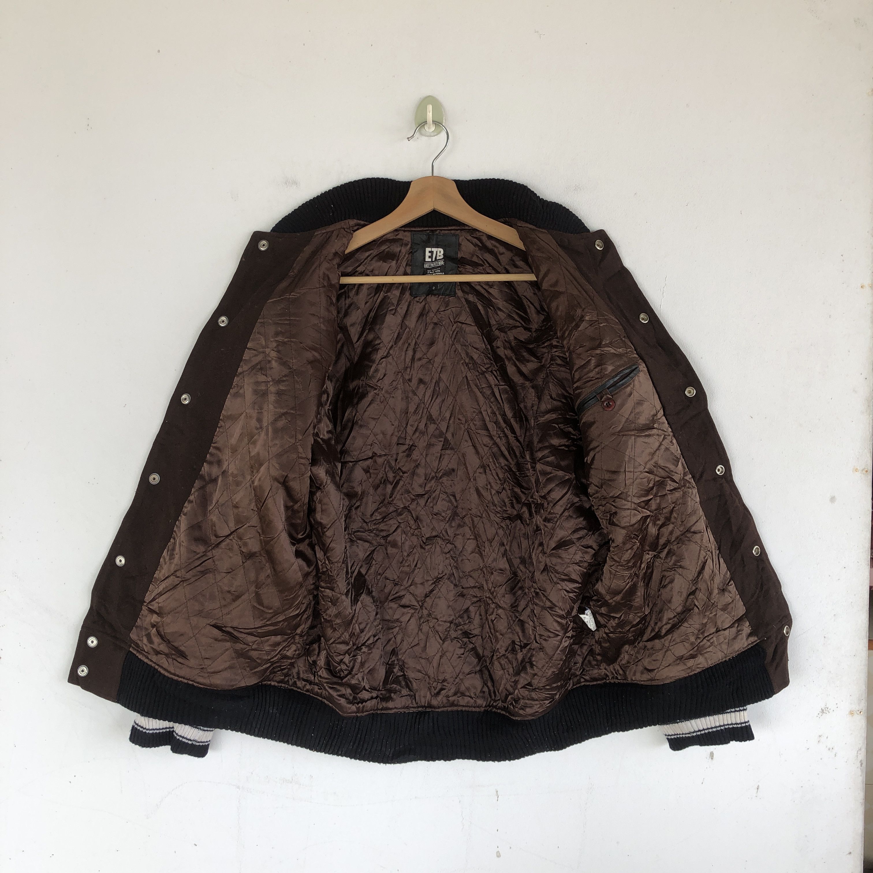 Japanese Brand × Vintage ETB Varsity Jackets Japanese Letterman Leather Wool Jacket Size US M / EU 48-50 / 2 - 8 Thumbnail