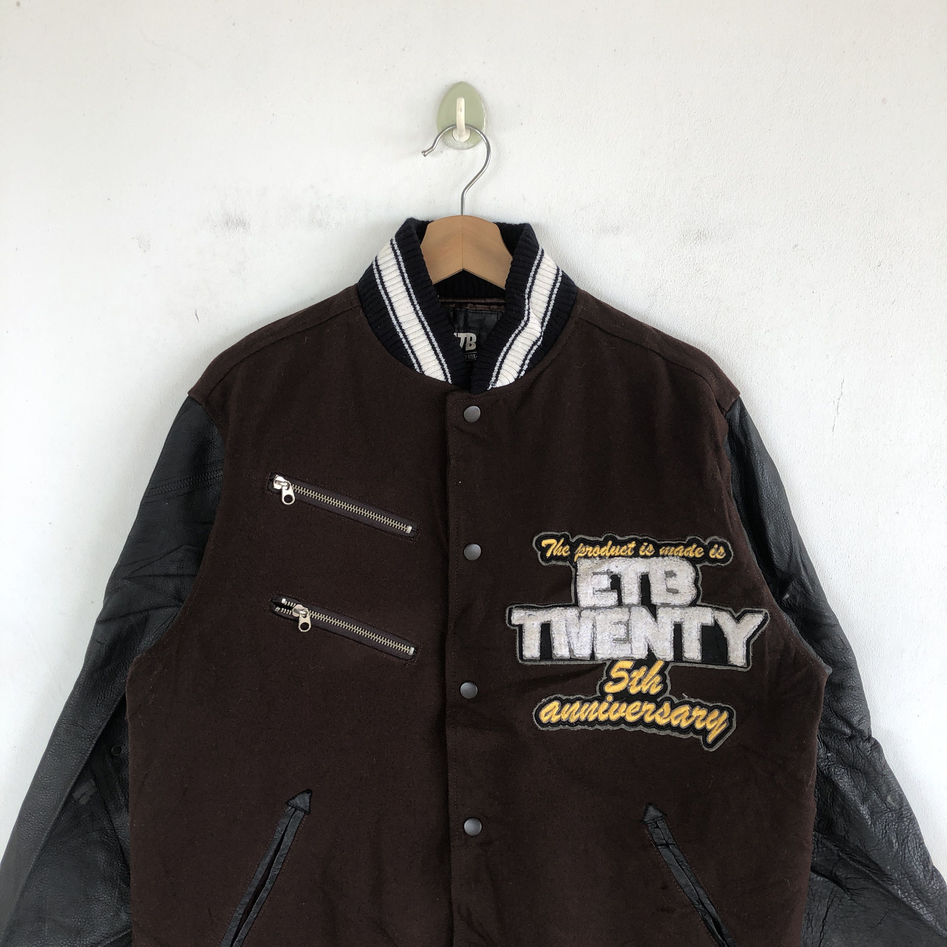 Japanese Brand × Vintage ETB Varsity Jackets Japanese Letterman Leather Wool Jacket Size US M / EU 48-50 / 2 - 3 Thumbnail