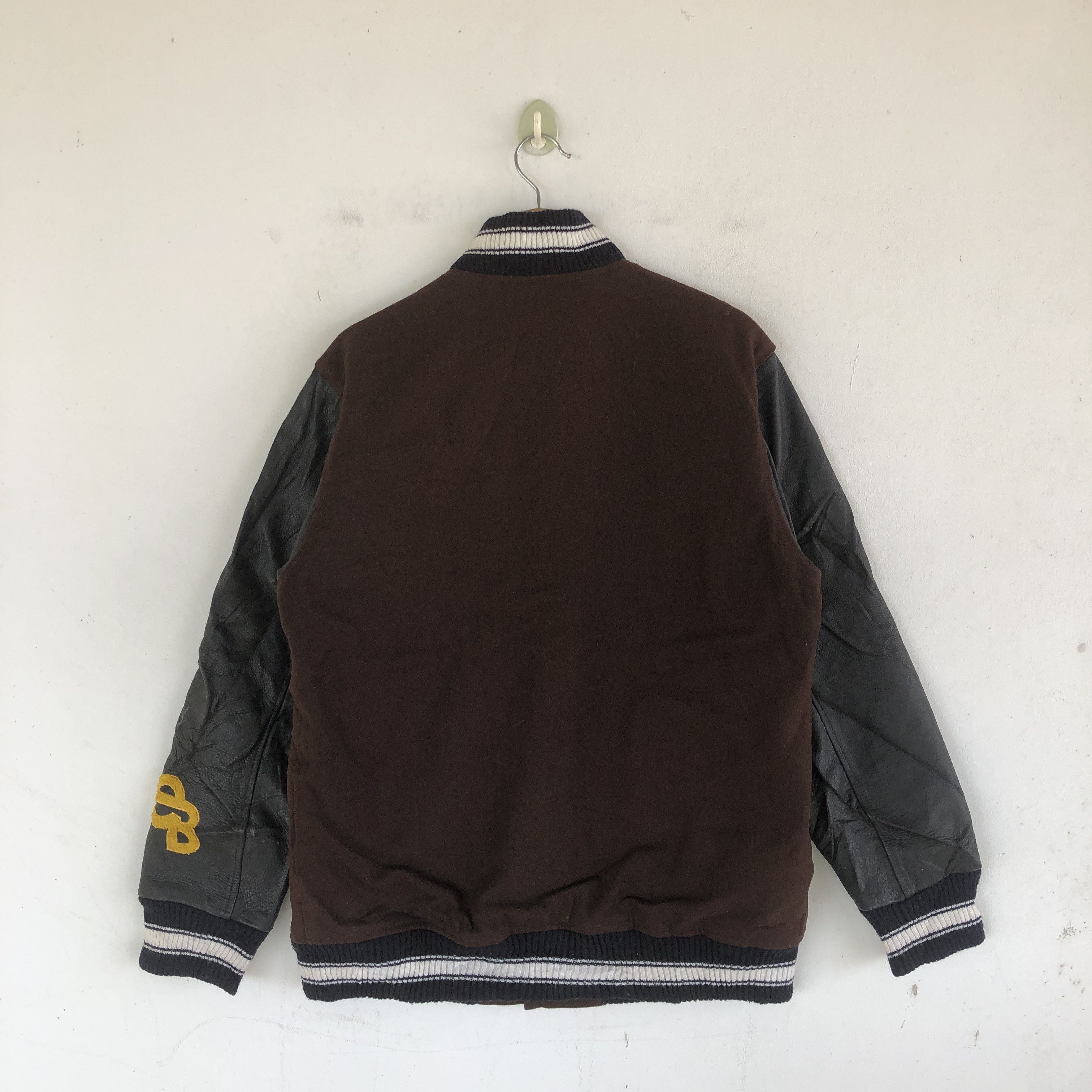 Japanese Brand × Vintage ETB Varsity Jackets Japanese Letterman Leather Wool Jacket Size US M / EU 48-50 / 2 - 2 Thumbnail
