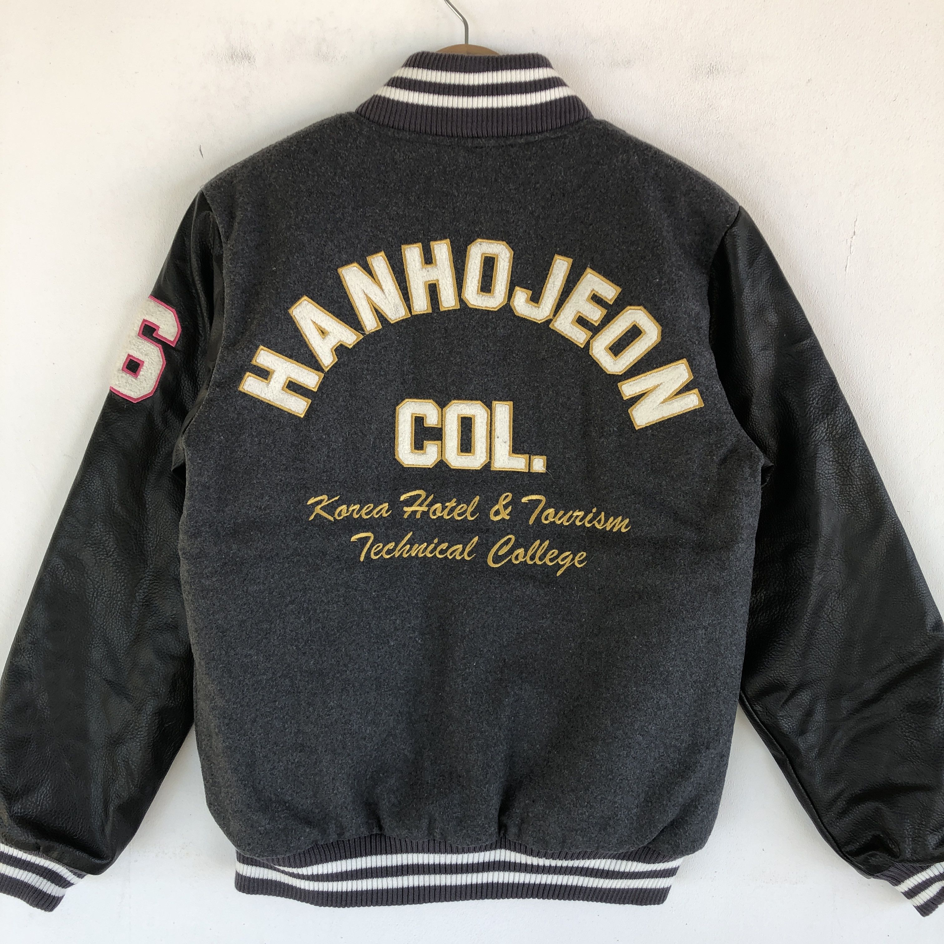Japanese Brand × Vintage Hanhojeon Varsity Jacket Letterman Leather Wool Jacket Size US S / EU 44-46 / 1 - 3 Thumbnail