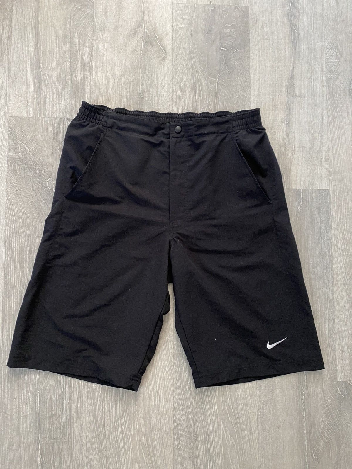 Nike × Vintage Nike vintage nylon shorts all black small swoosh TN Y2K Size US 34 / EU 50 - 1 Thumbnail