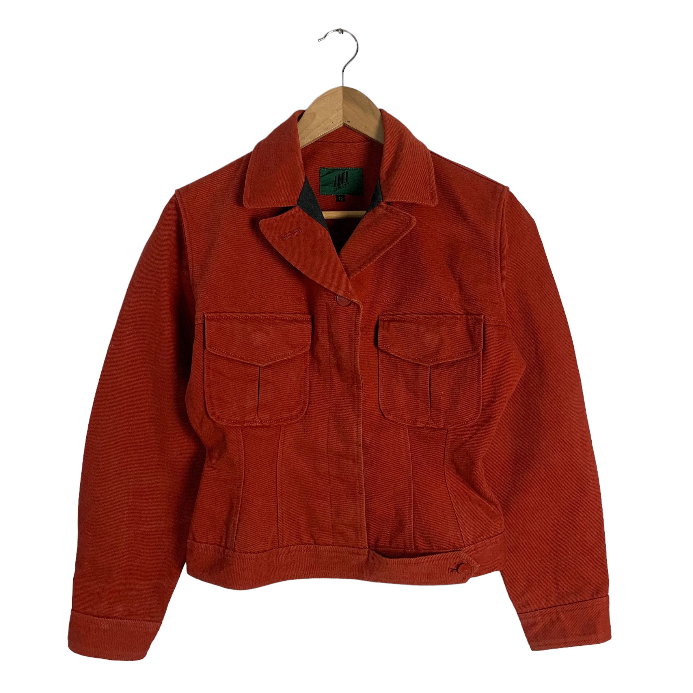 image of Jean Paul Gaultier Junior Gaultier Denim Jacket in Red, Women's (Size Medium)
