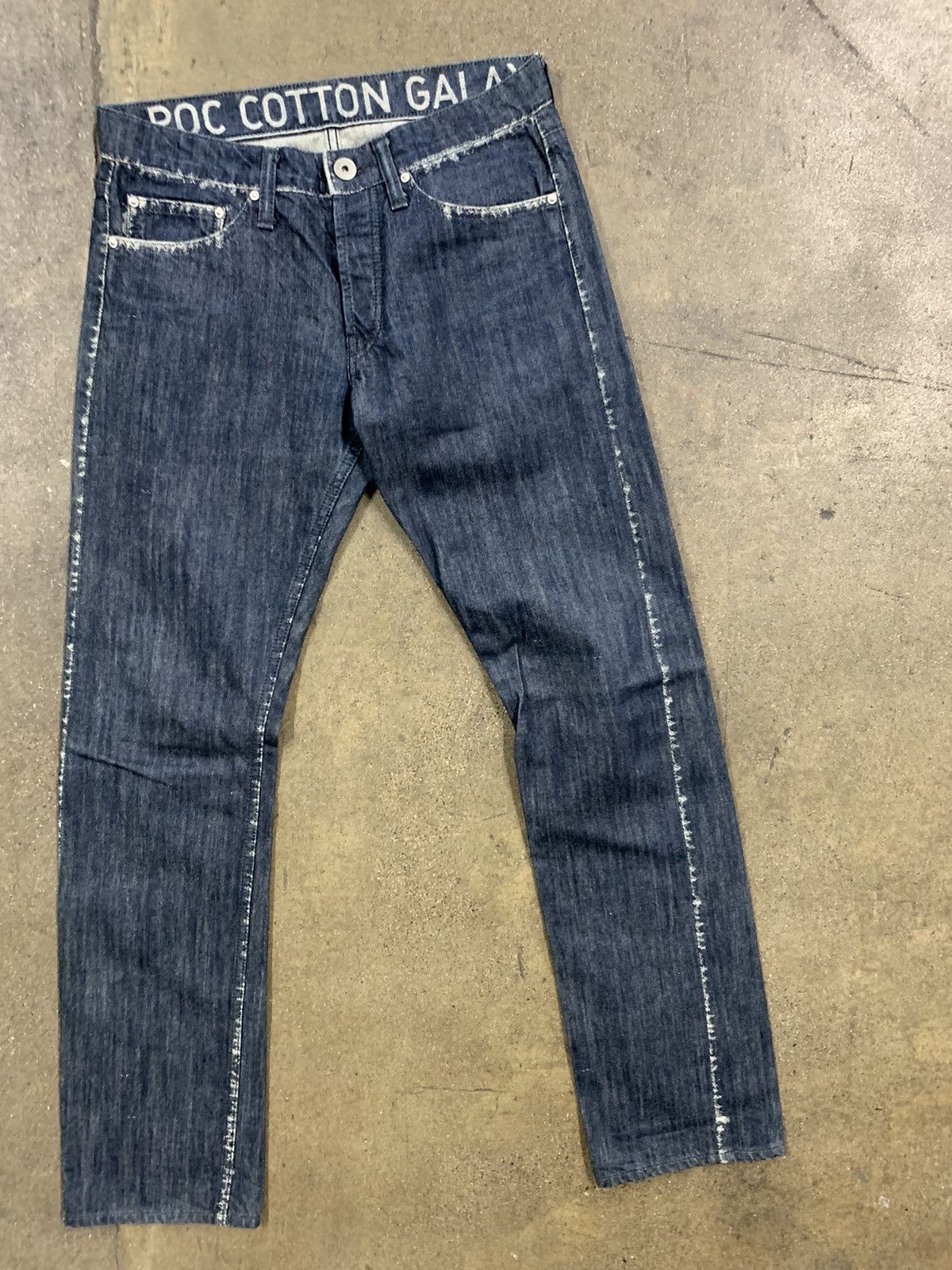 image of Issey Miyake A-Poc Cotton Galaxy Denim Jeans in Blue, Men's (Size 32)