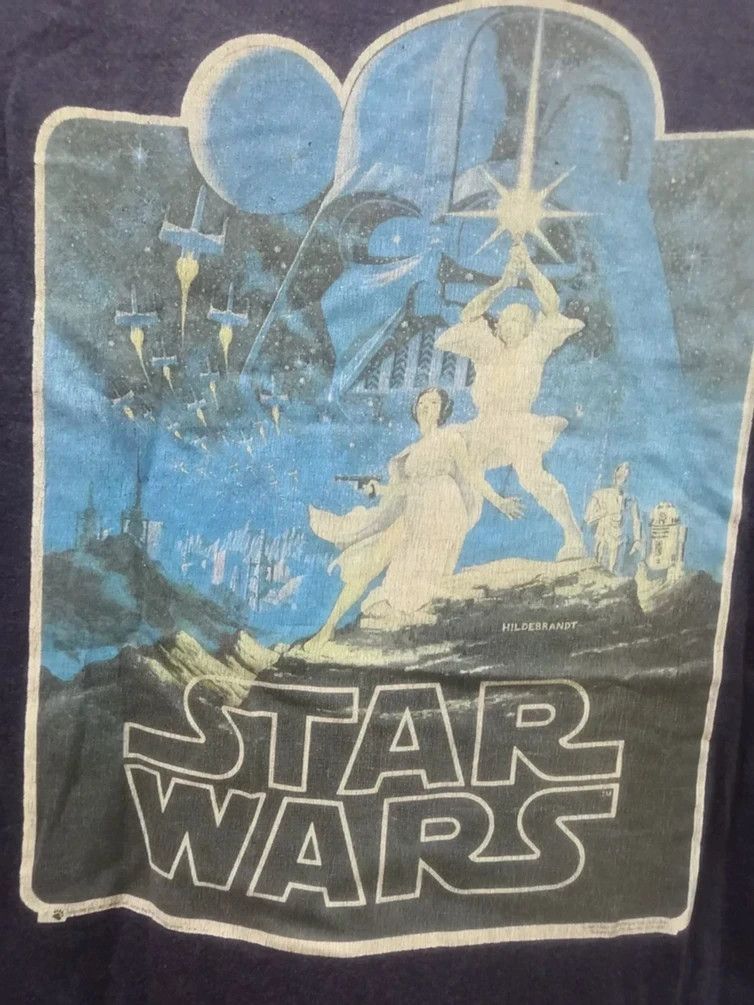 image of Vintage 70's Movie Star Wars The Empire Strikes Back Tee in Blue, Men's (Size Small)