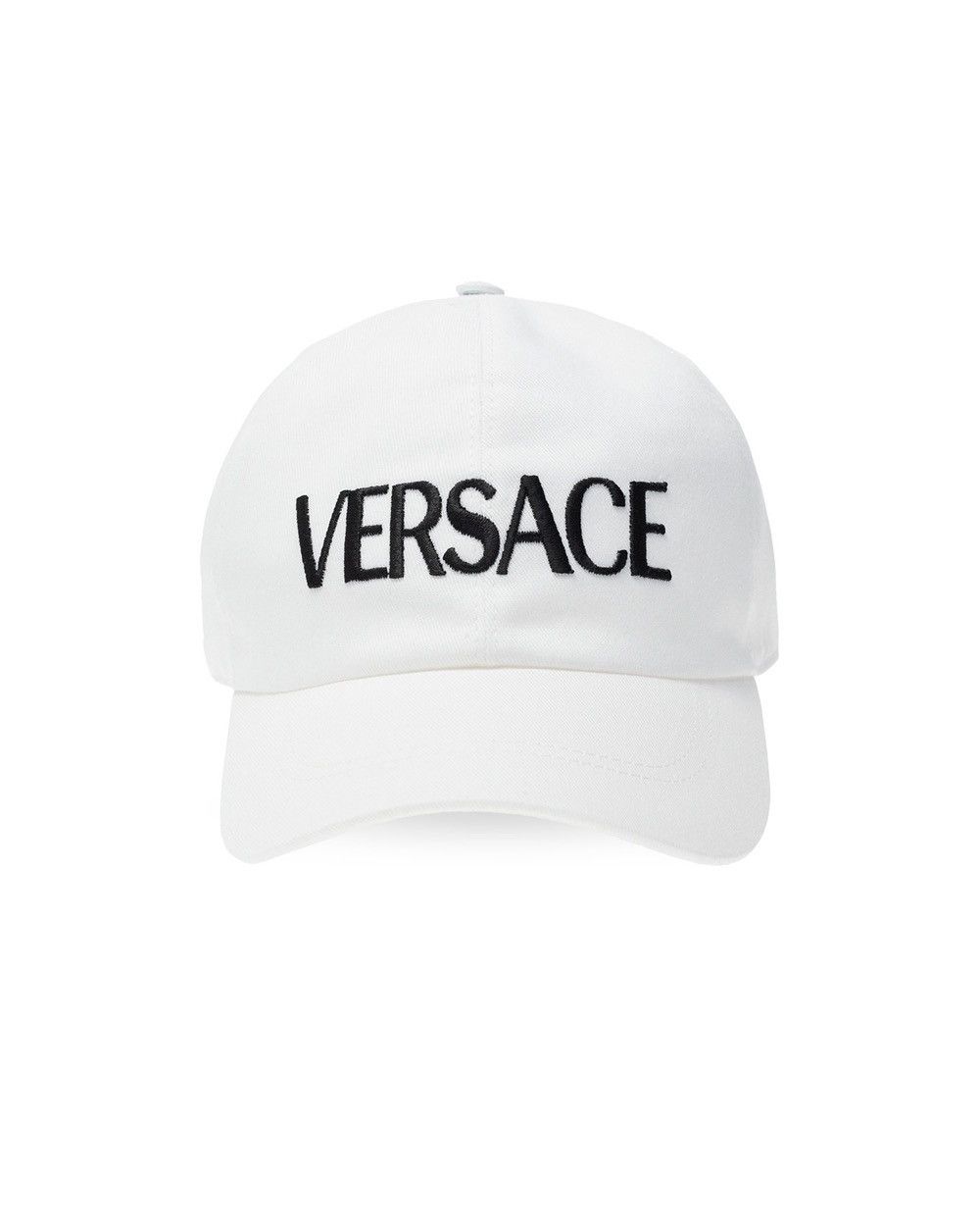 image of Versace Embroidered Big Logo Baseball White Cap Hat, Men's