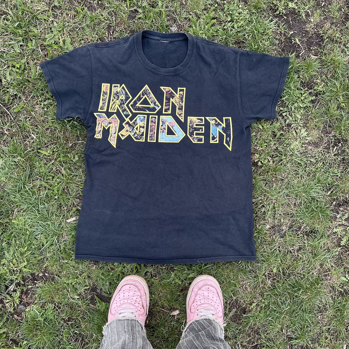 Vintage Vintage 90s Iron Maiden Graphic Tee Sun Faded Grunge Boxy L Size US L / EU 52-54 / 3 - 1 Thumbnail