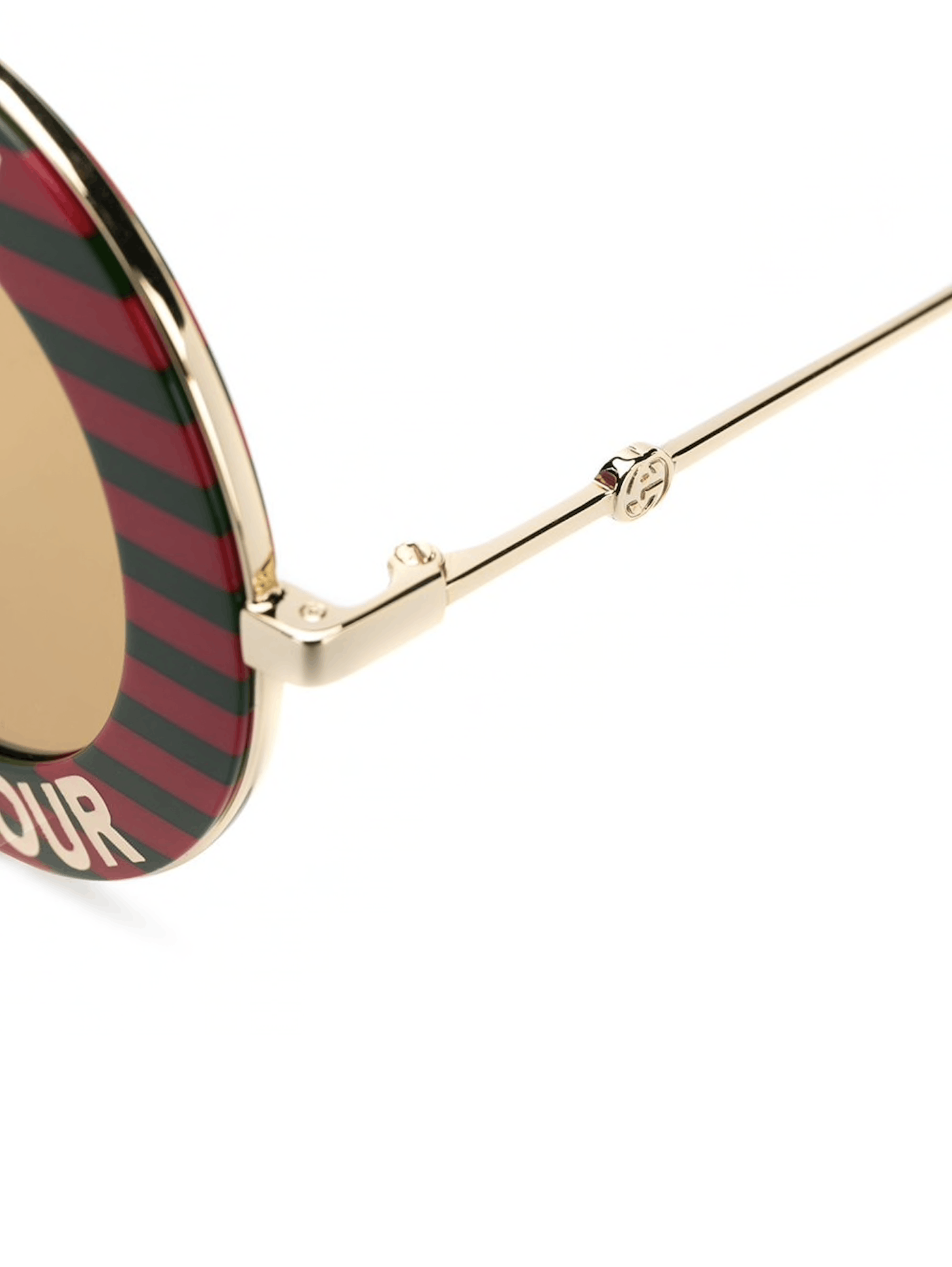Gucci Gucci 44MM Round Sunglasses Red Gold Stripe Size ONE SIZE - 3 Thumbnail