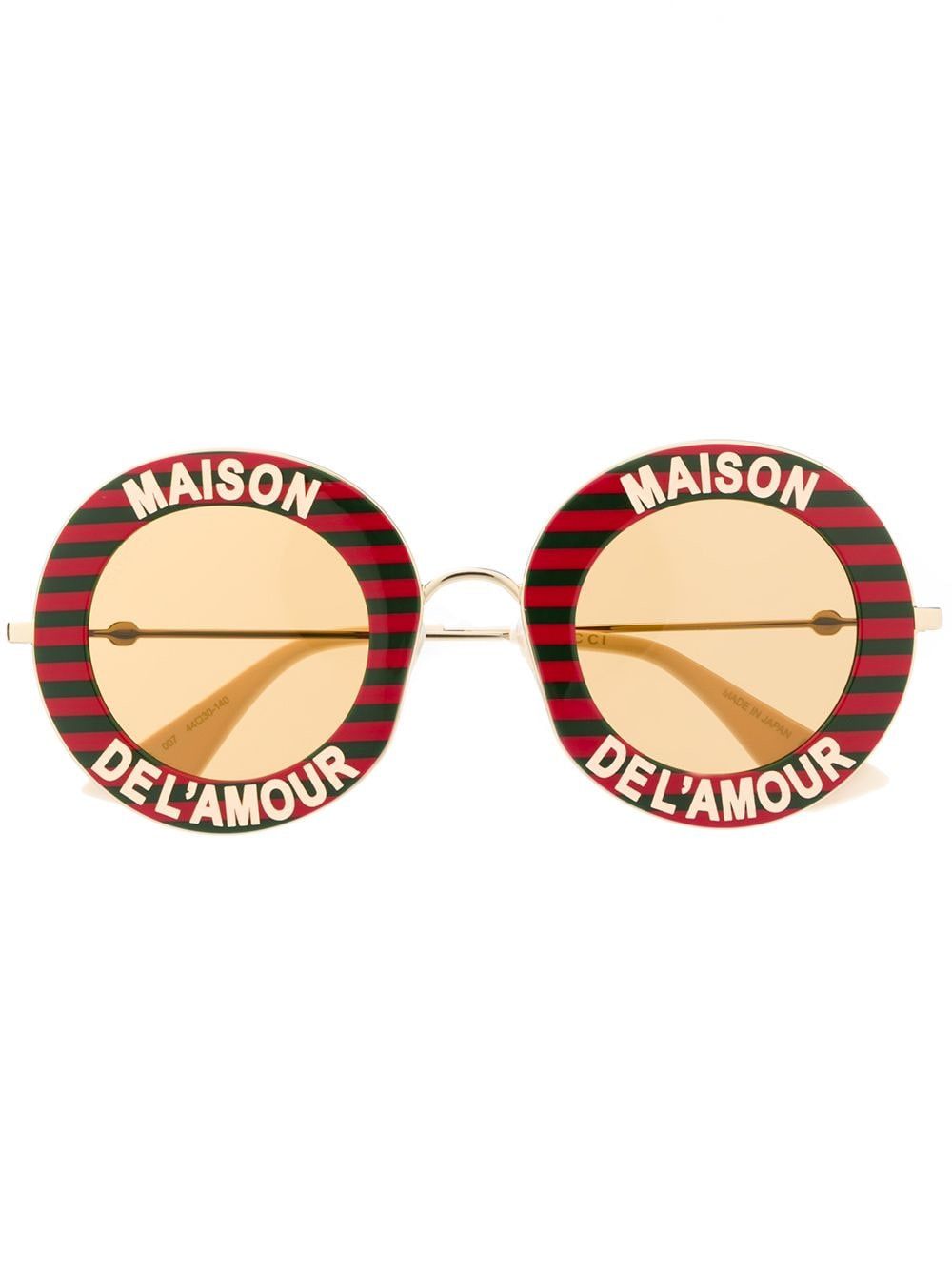 Gucci Gucci 44MM Round Sunglasses Red Gold Stripe Size ONE SIZE - 1 Thumbnail