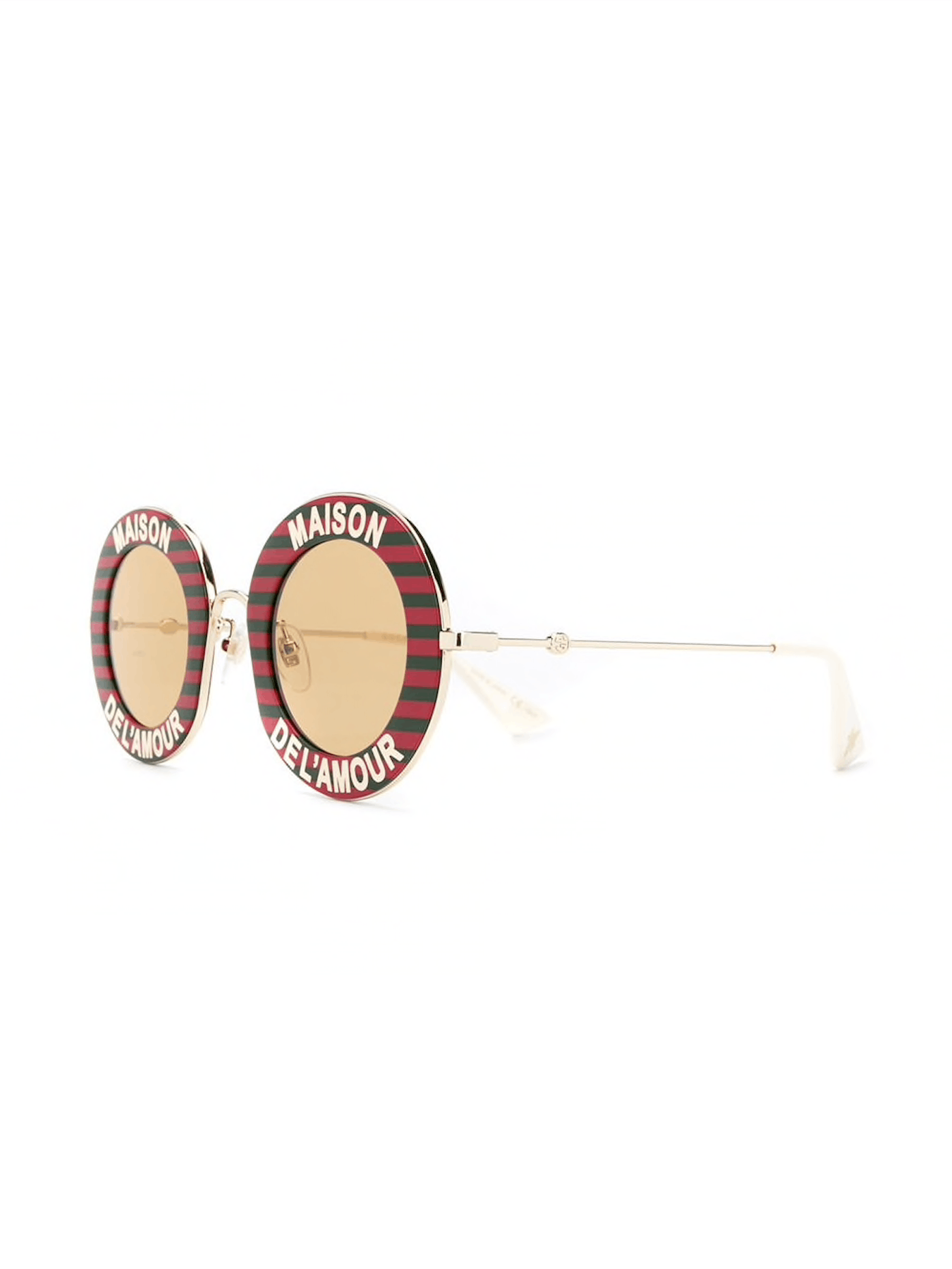 Gucci Gucci 44MM Round Sunglasses Red Gold Stripe Size ONE SIZE - 2 Thumbnail