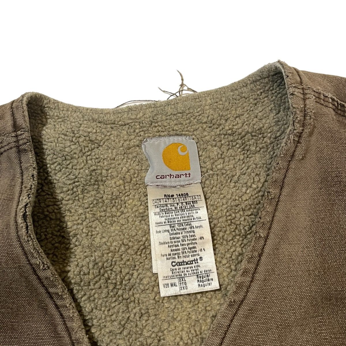 Carhartt Distressed Carhartt Fleece Lined Vest Brown Size US XXL / EU 58 / 5 - 3 Thumbnail