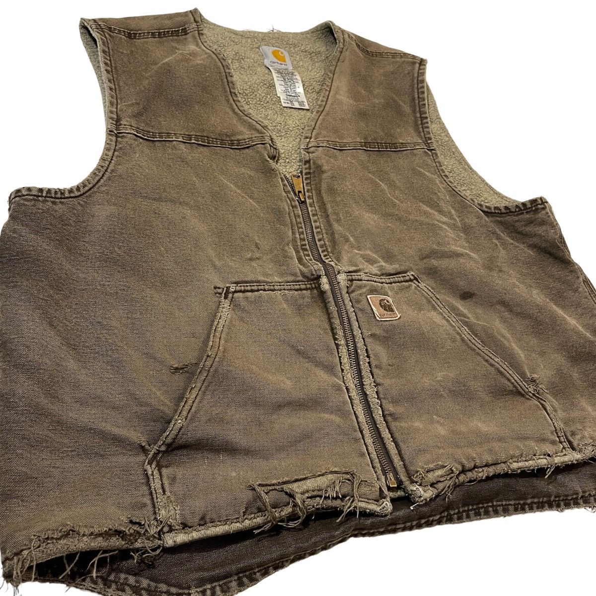 Carhartt Distressed Carhartt Fleece Lined Vest Brown Size US XXL / EU 58 / 5 - 2 Thumbnail