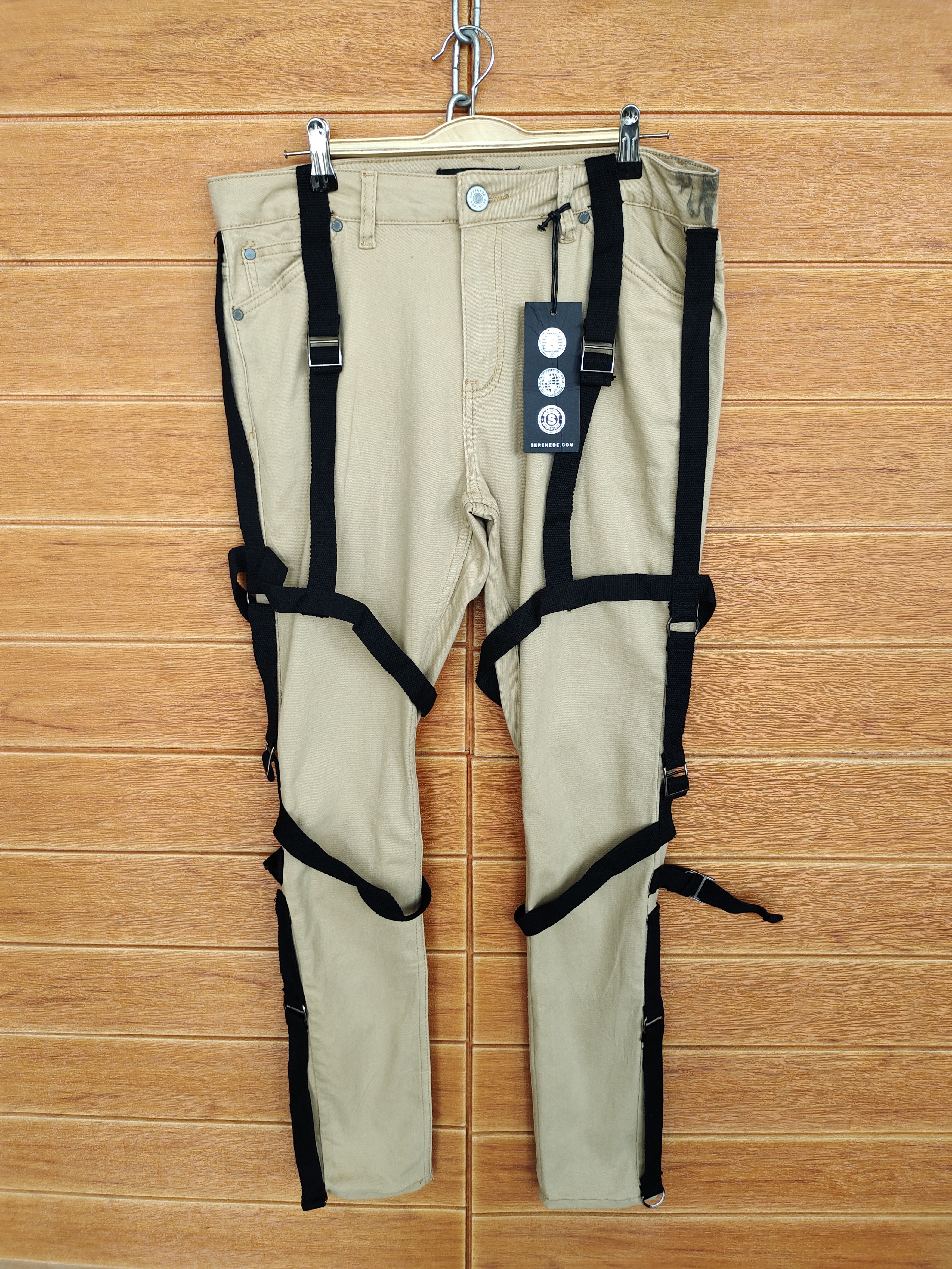 Seditionaries SERENEDE Bondage Acid Wash Cargo Skinny Denim Jeans Size US 34 / EU 50 - 2 Thumbnail