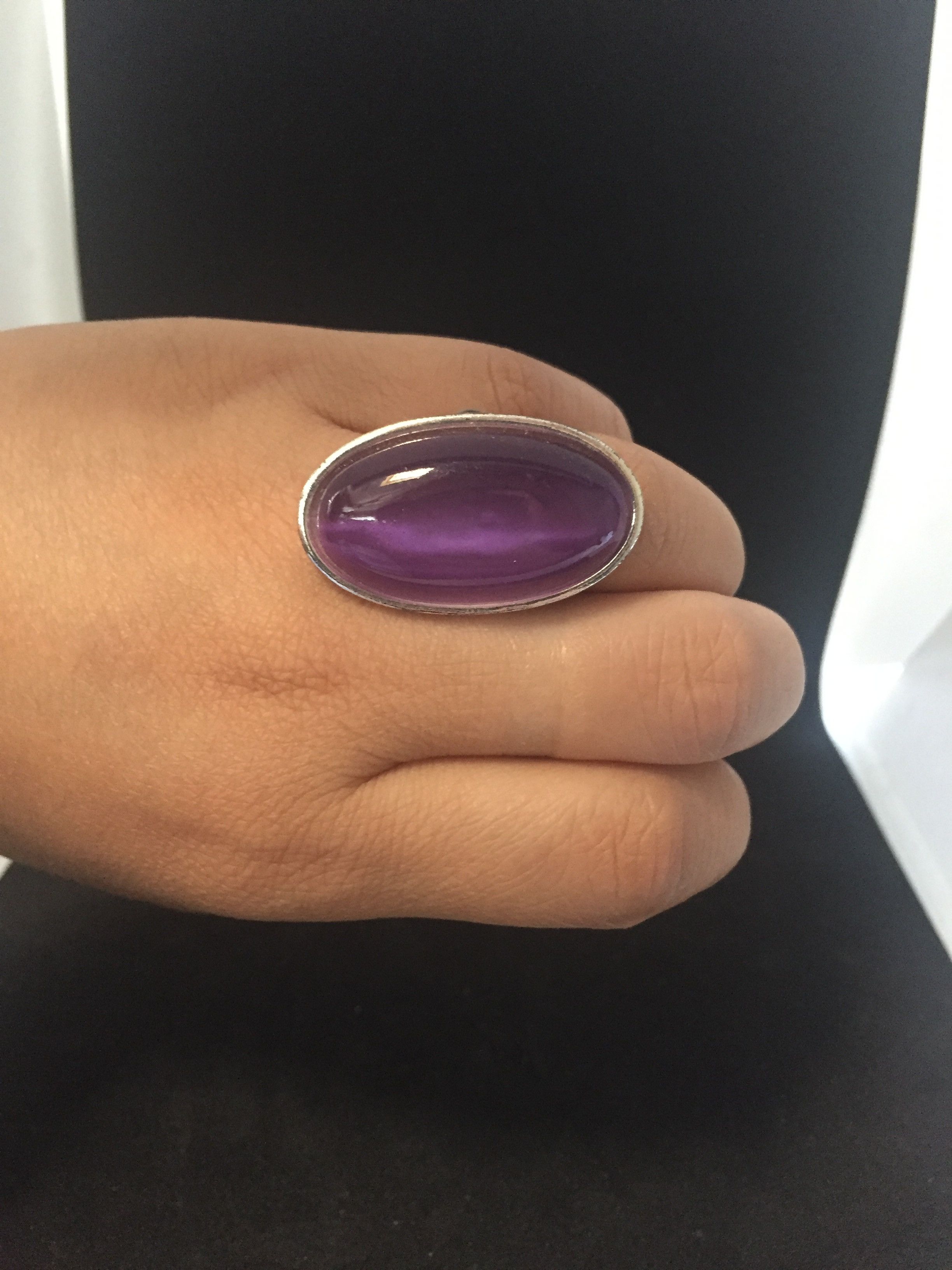 Jewelry Purple Oval Crystal Ring - Size 7 Size ONE SIZE - 3 Thumbnail