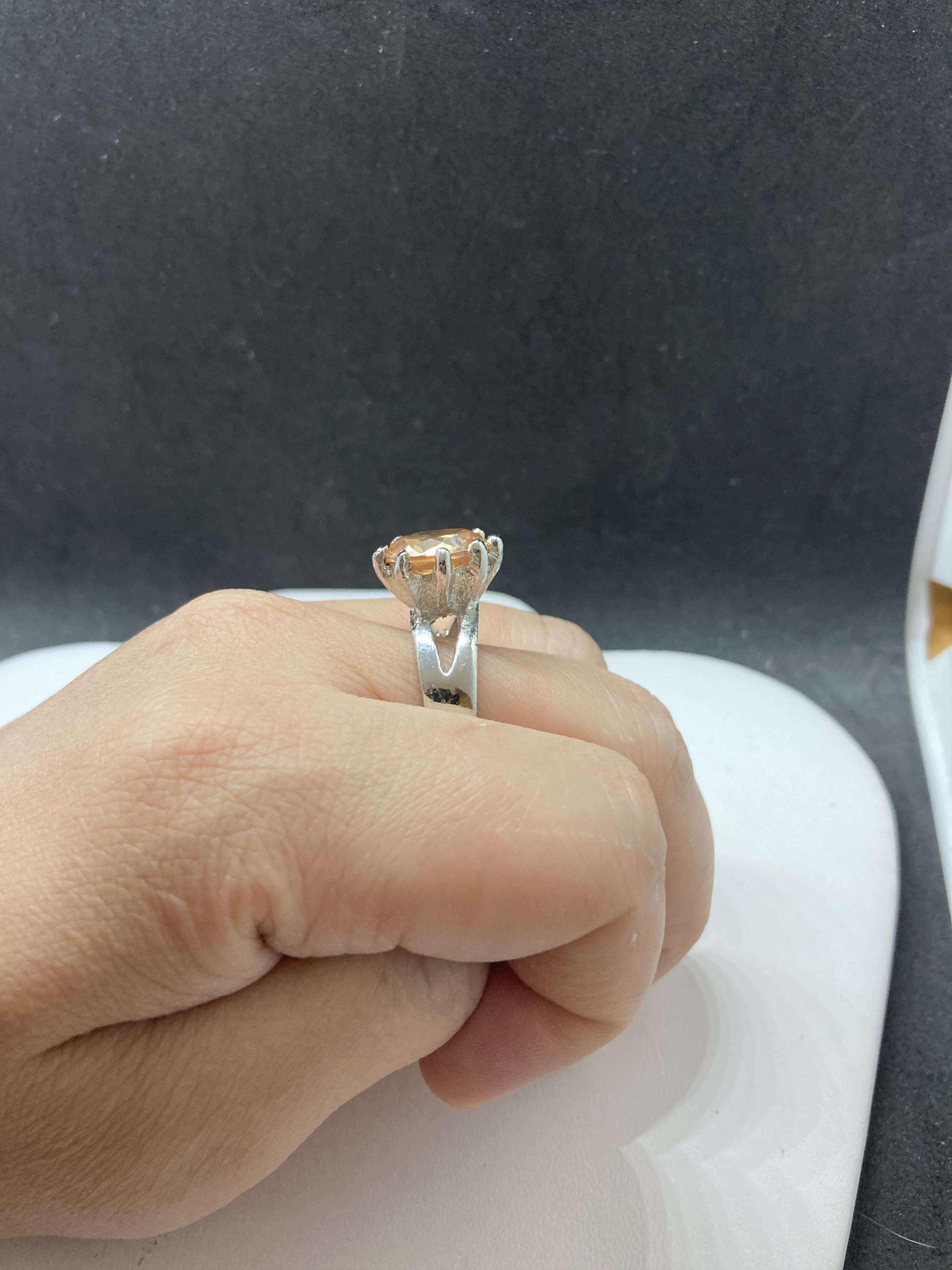 Jewelry Big Orange cz ring - size 9.5 Size ONE SIZE - 3 Thumbnail