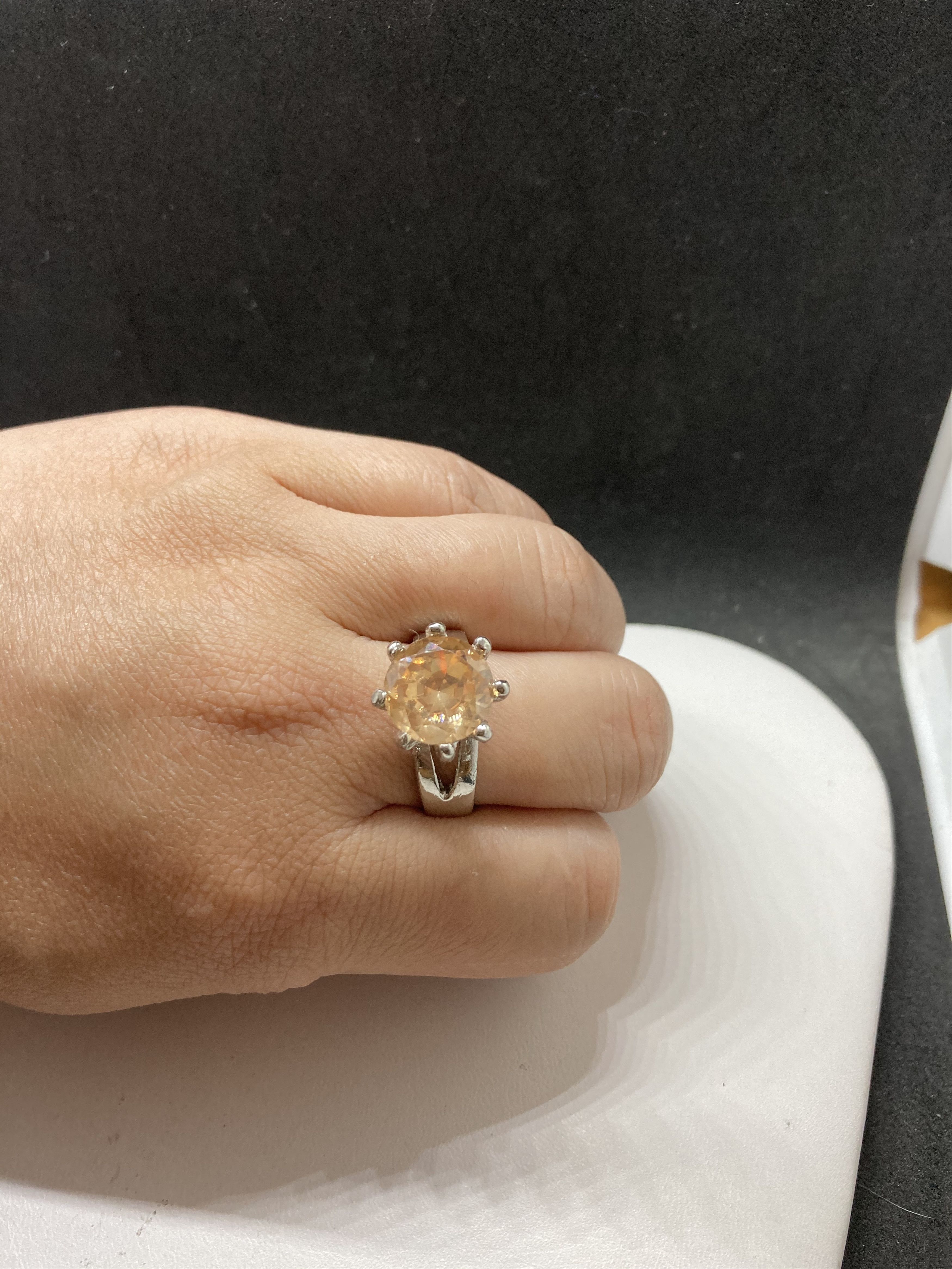 Jewelry Big Orange cz ring - size 9.5 Size ONE SIZE - 4 Thumbnail