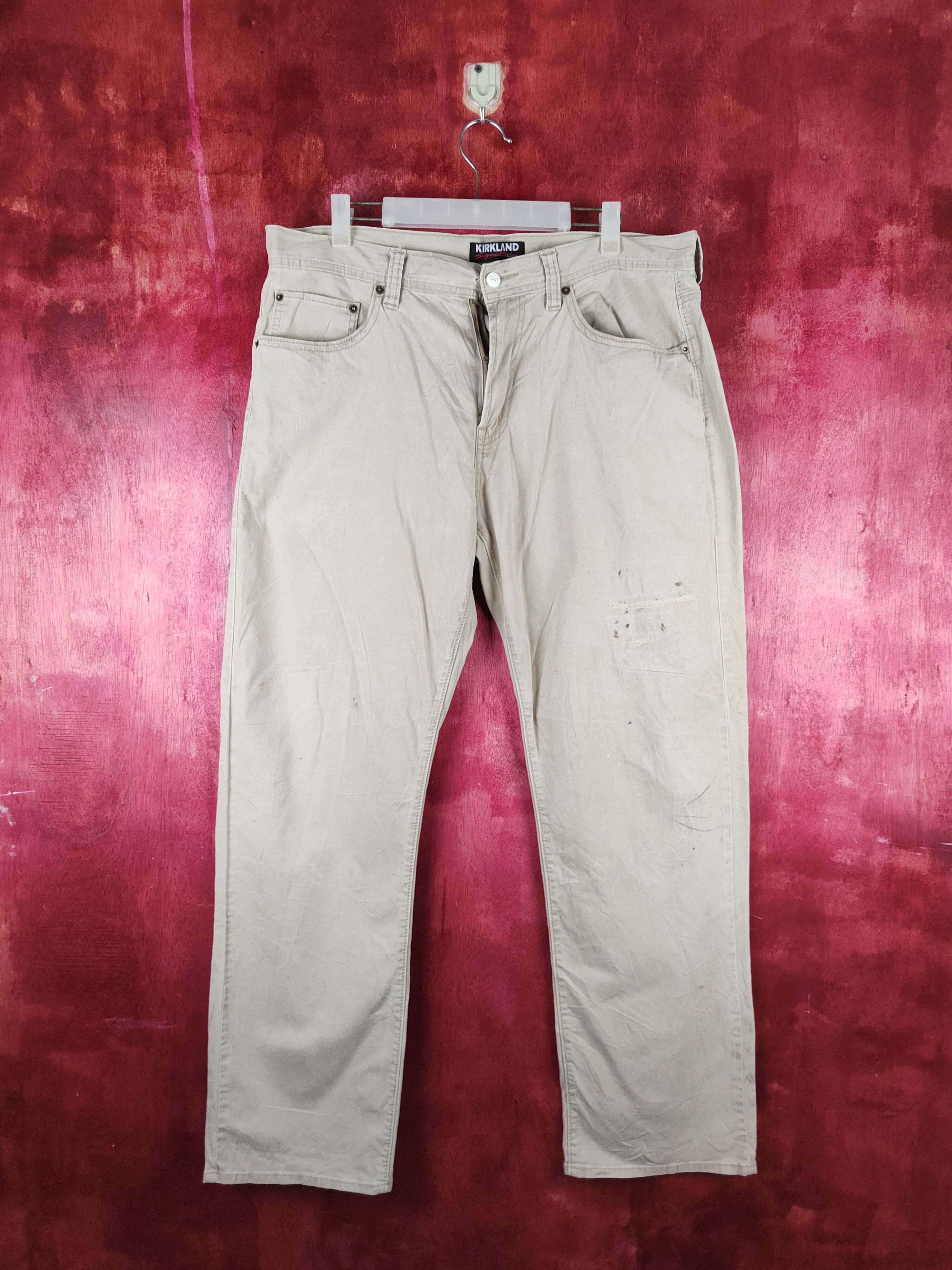 Japanese Brand × Kirkland Signature Kirkland Signature Light Brown ripped Casual Pants #S728 Size US 36 / EU 52 - 1 Thumbnail