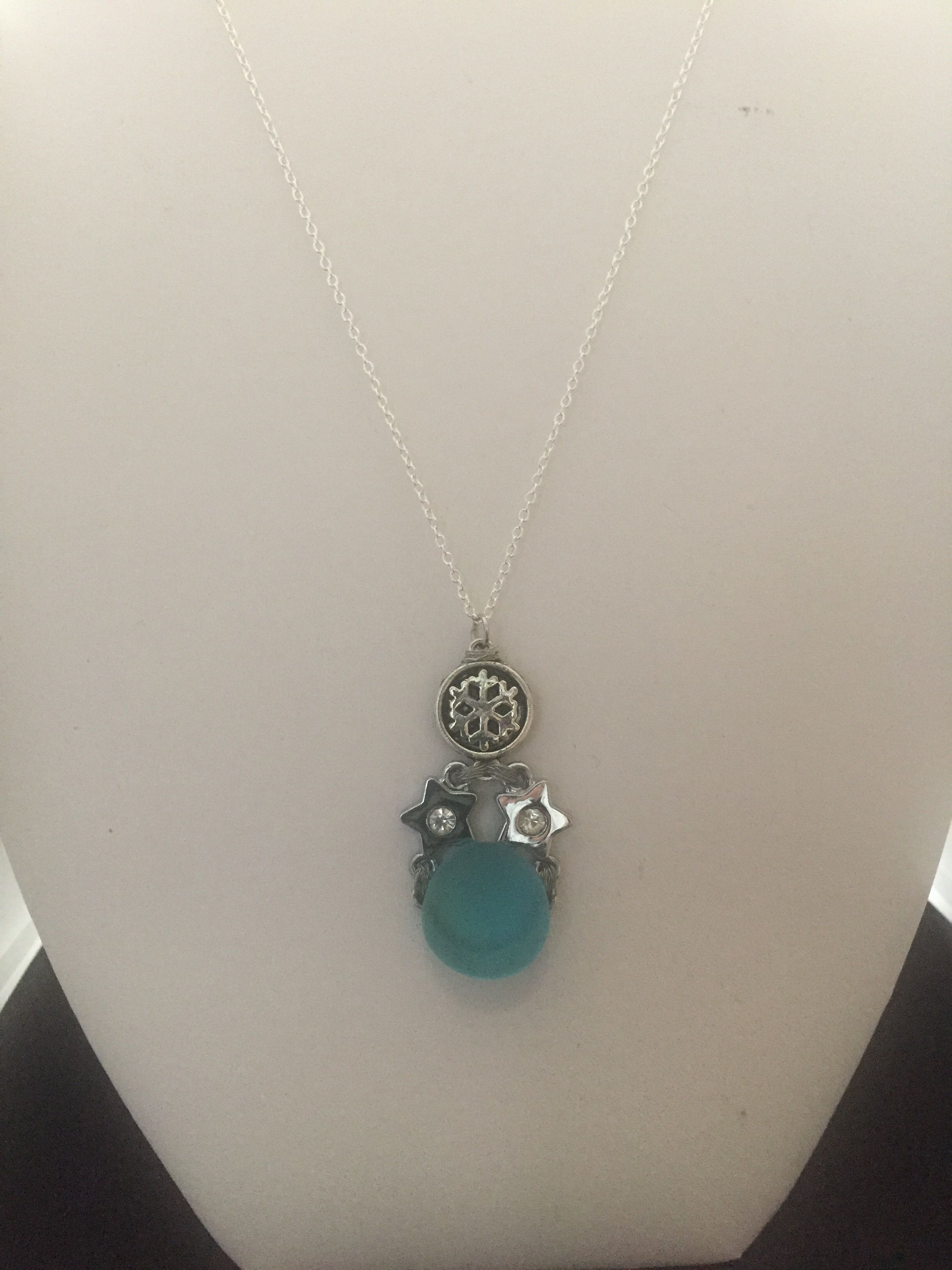 Handmade Sea glass Drop Chain Necklace Size ONE SIZE - 1 Thumbnail