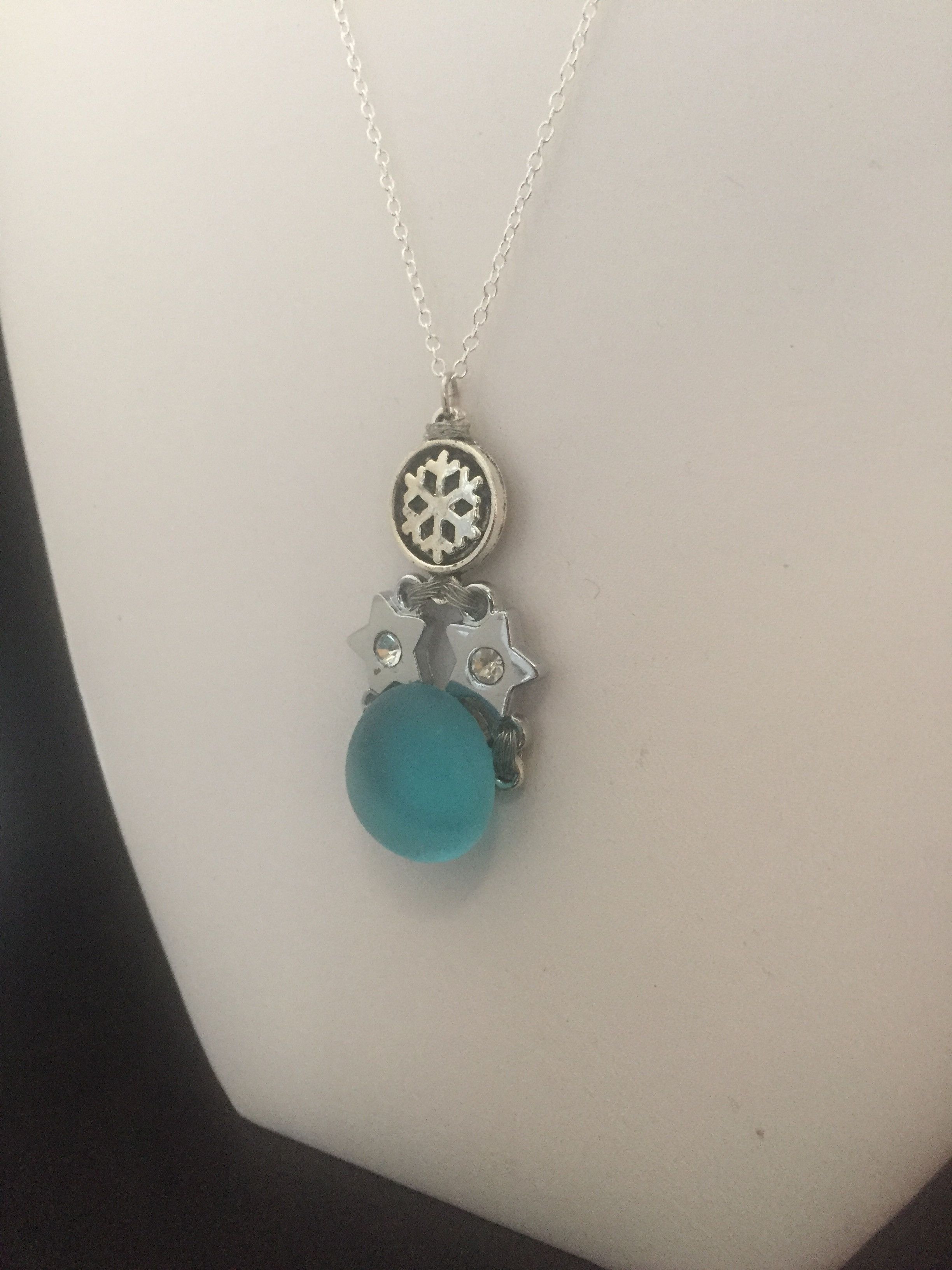 Handmade Sea glass Drop Chain Necklace Size ONE SIZE - 2 Thumbnail