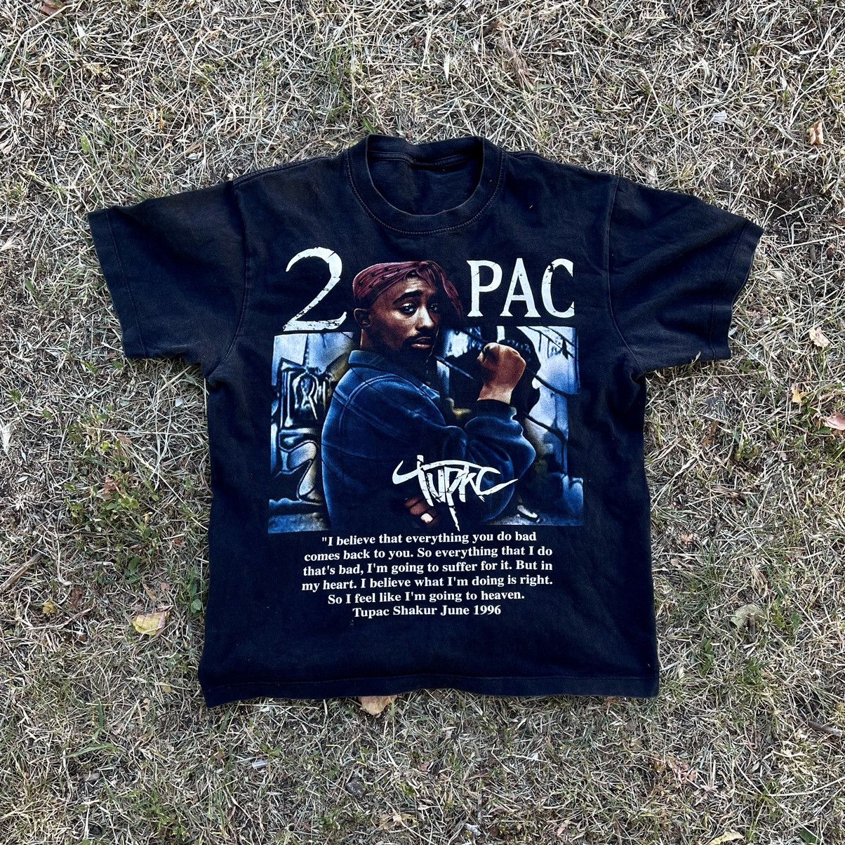 Vintage Vintage 90s Tupac Graphic Tee Sun Faded Streetwear Boxy M Size US M / EU 48-50 / 2 - 1 Thumbnail