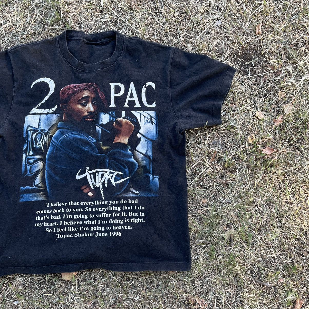 Vintage Vintage 90s Tupac Graphic Tee Sun Faded Streetwear Boxy M Size US M / EU 48-50 / 2 - 2 Thumbnail