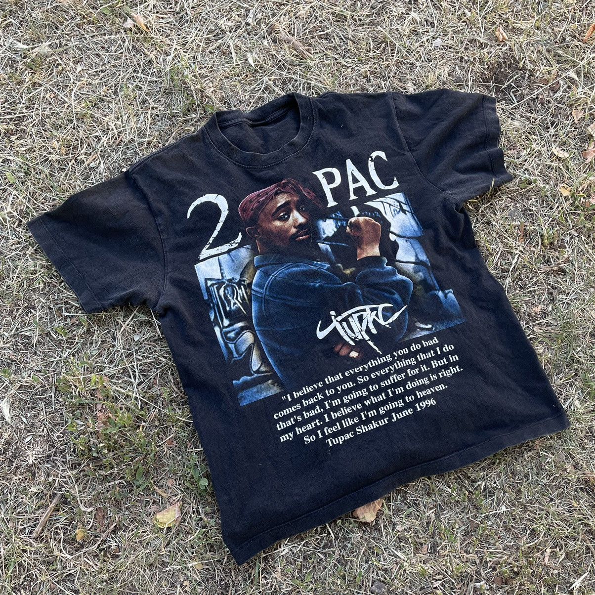 Vintage Vintage 90s Tupac Graphic Tee Sun Faded Streetwear Boxy M Size US M / EU 48-50 / 2 - 4 Thumbnail