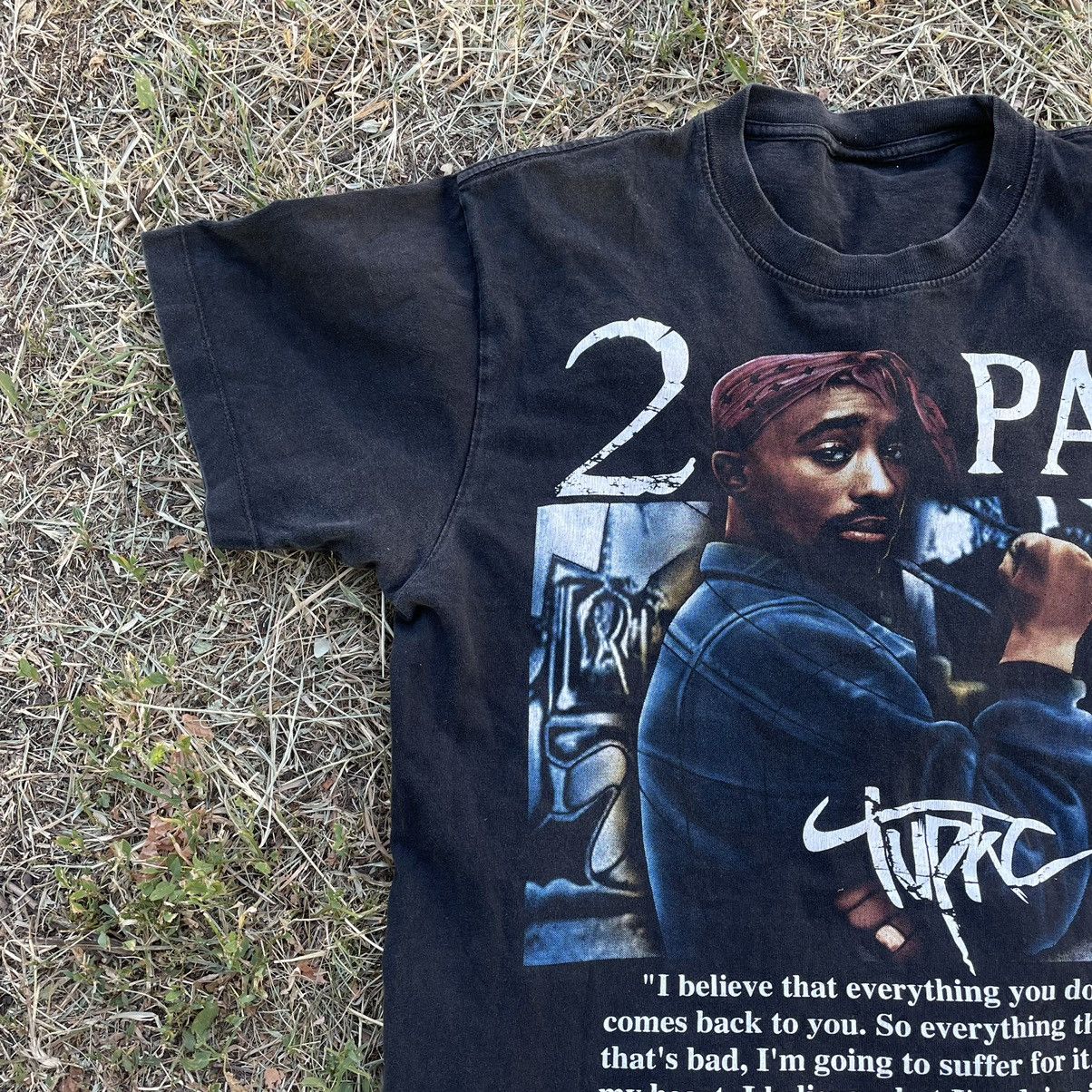 Vintage Vintage 90s Tupac Graphic Tee Sun Faded Streetwear Boxy M Size US M / EU 48-50 / 2 - 3 Thumbnail