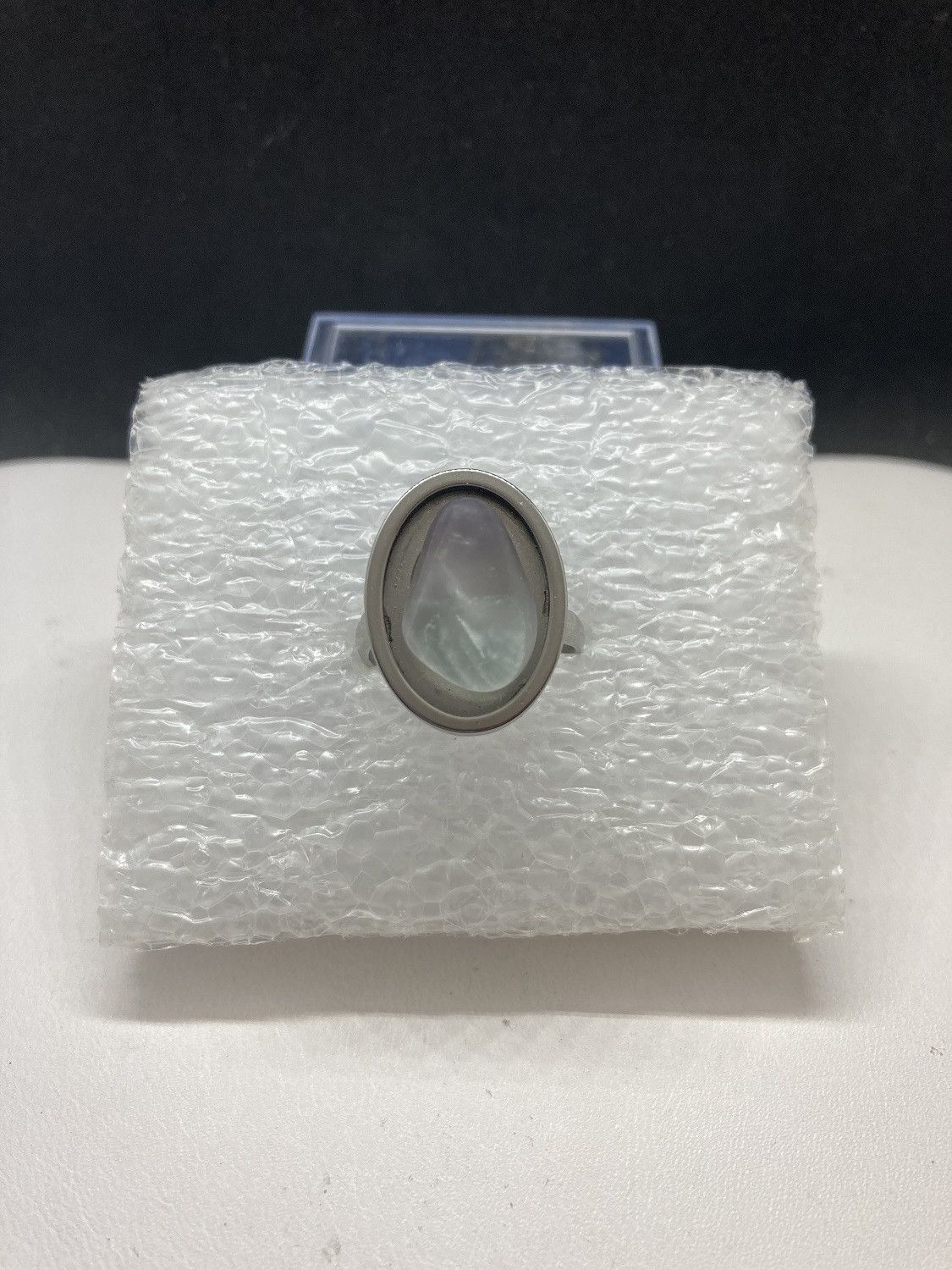 Handmade Rainbow quartz stainless steel ring - size 8 Size ONE SIZE - 1 Thumbnail