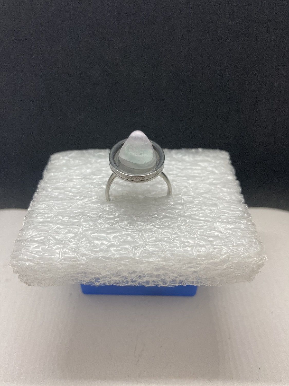 Handmade Rainbow quartz stainless steel ring - size 8 Size ONE SIZE - 2 Thumbnail