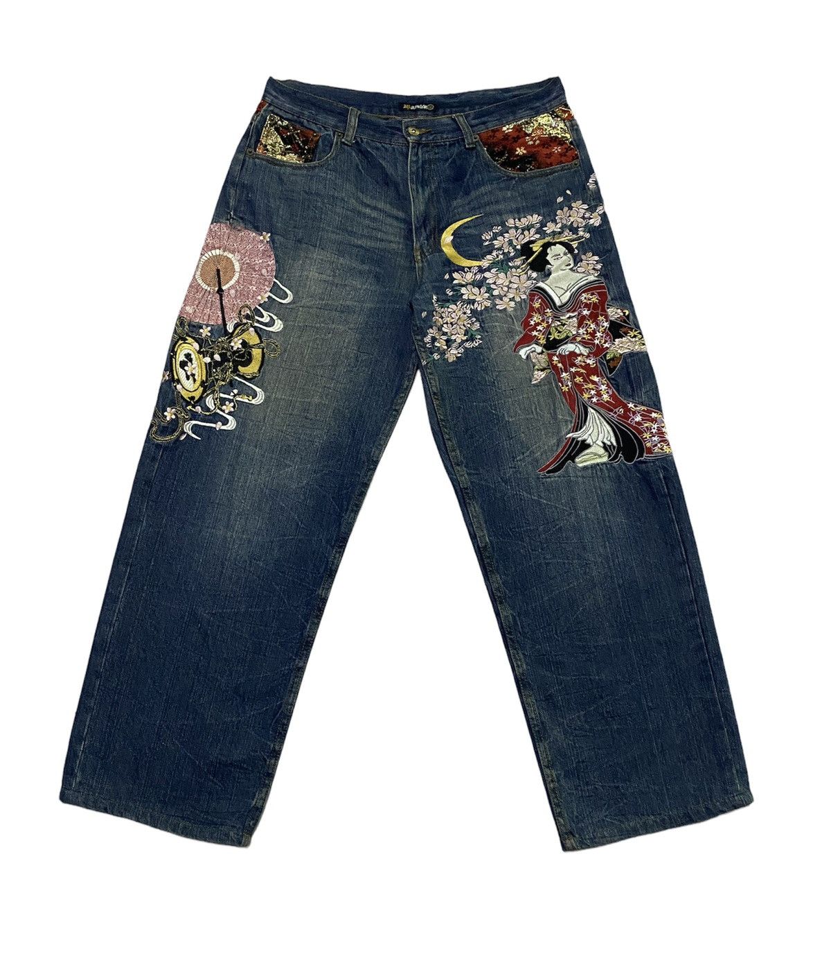 Japanese Brand Vintage HISHYOUHAKUREI Embroidery Jeans Size US 34 / EU 50 - 2 Thumbnail