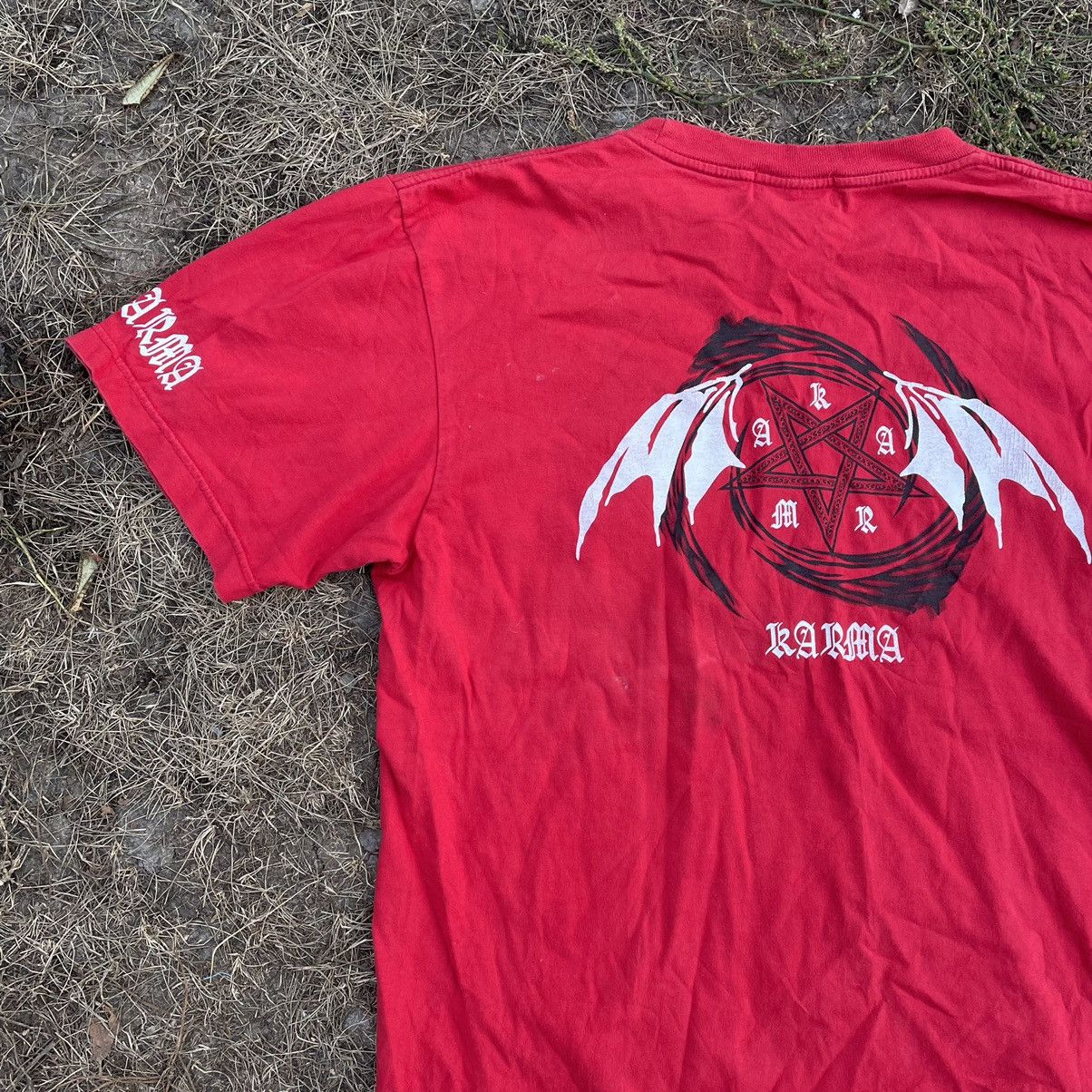 Vintage Vintage Y2K Logo Tee 90s Karma Pentagram Devil L Size US L / EU 52-54 / 3 - 2 Thumbnail