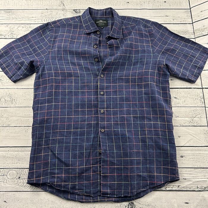 Rodd & Gunn Rodd & Gunn Original Plaid Linen Short Sleeve Button Front ...