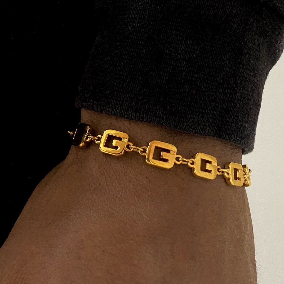 image of Givenchy Gold G Link Initial Chain Bracelet, Men's